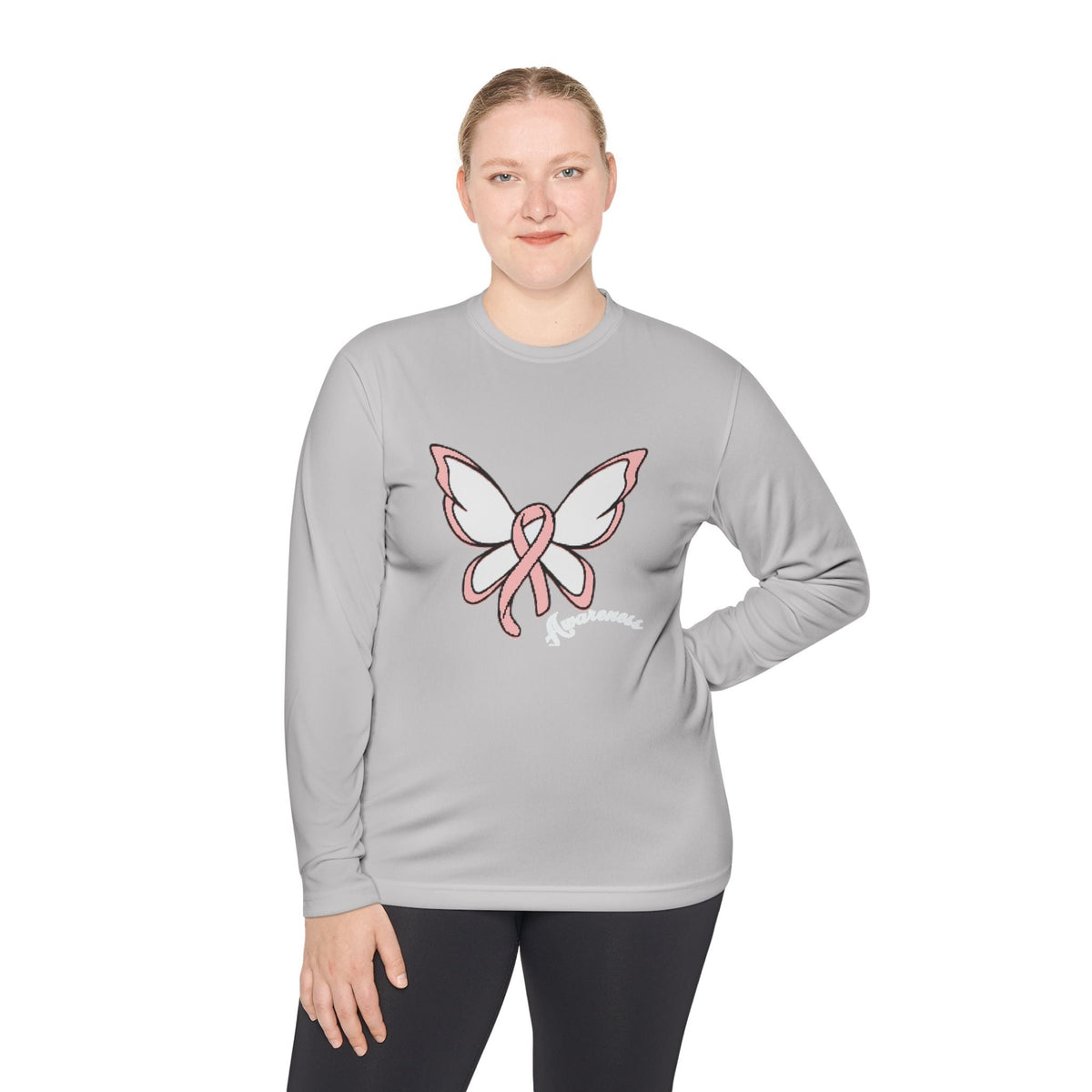 Breast Cancer Awareness Ribbon Butterfly Long Sleeve Tee - 314 Originals