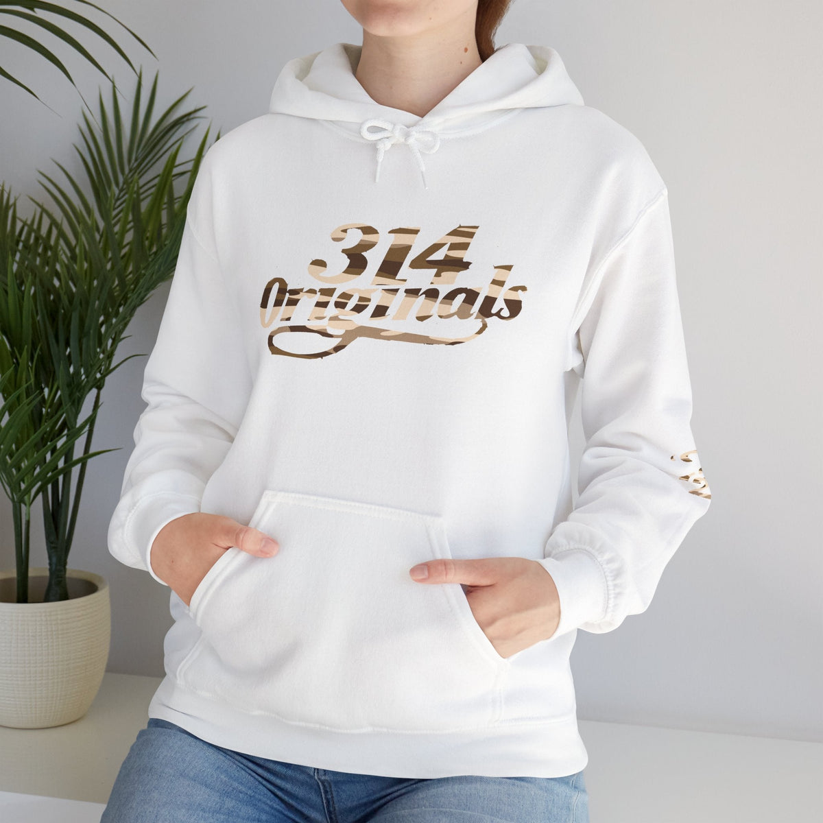 Brown Camo '314' Script Hoodie — City Pride Casual Pullover - 314 Originals