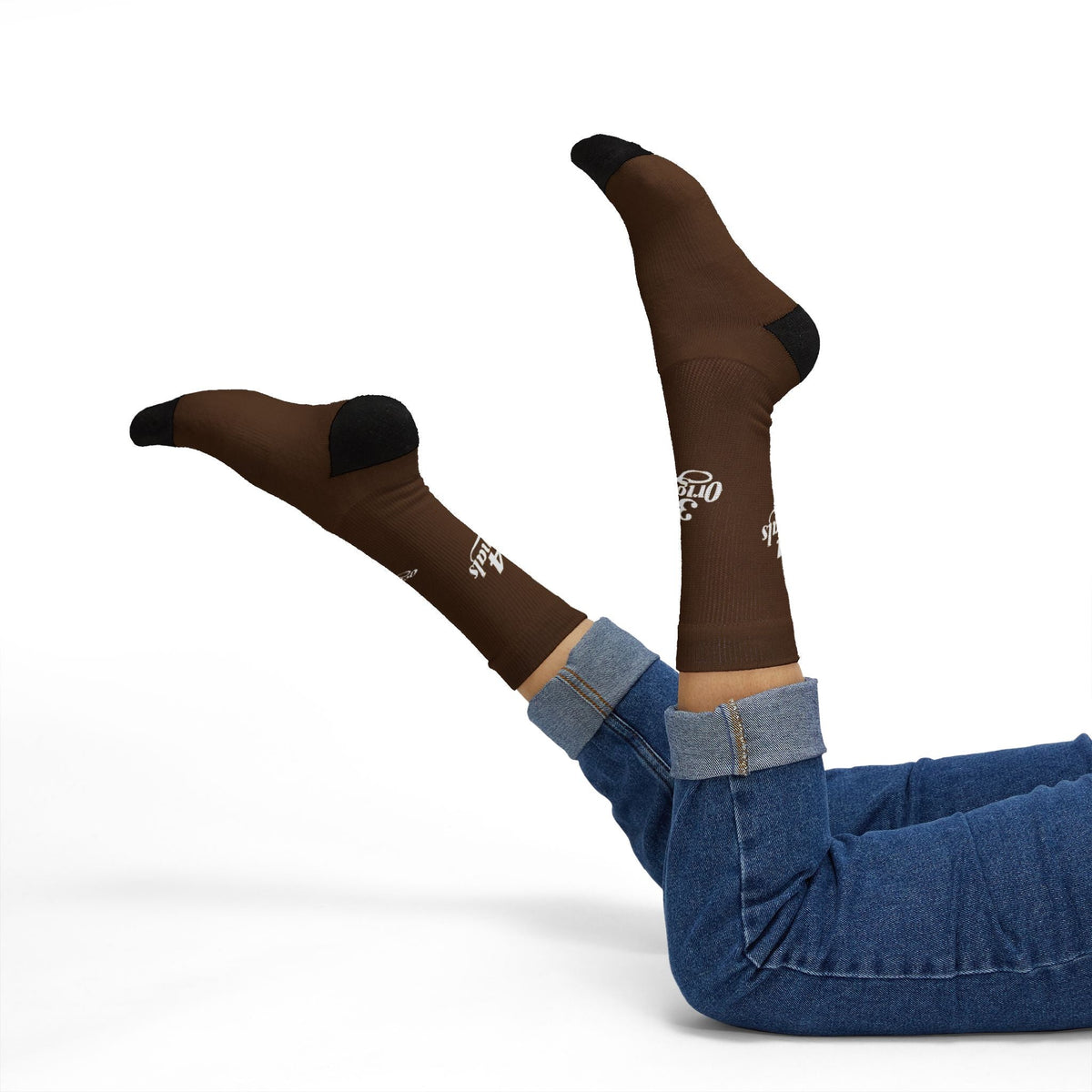 Brown Sublimation Socks with '314 Originals' Script — Athletic Crew Socks - 314 Originals