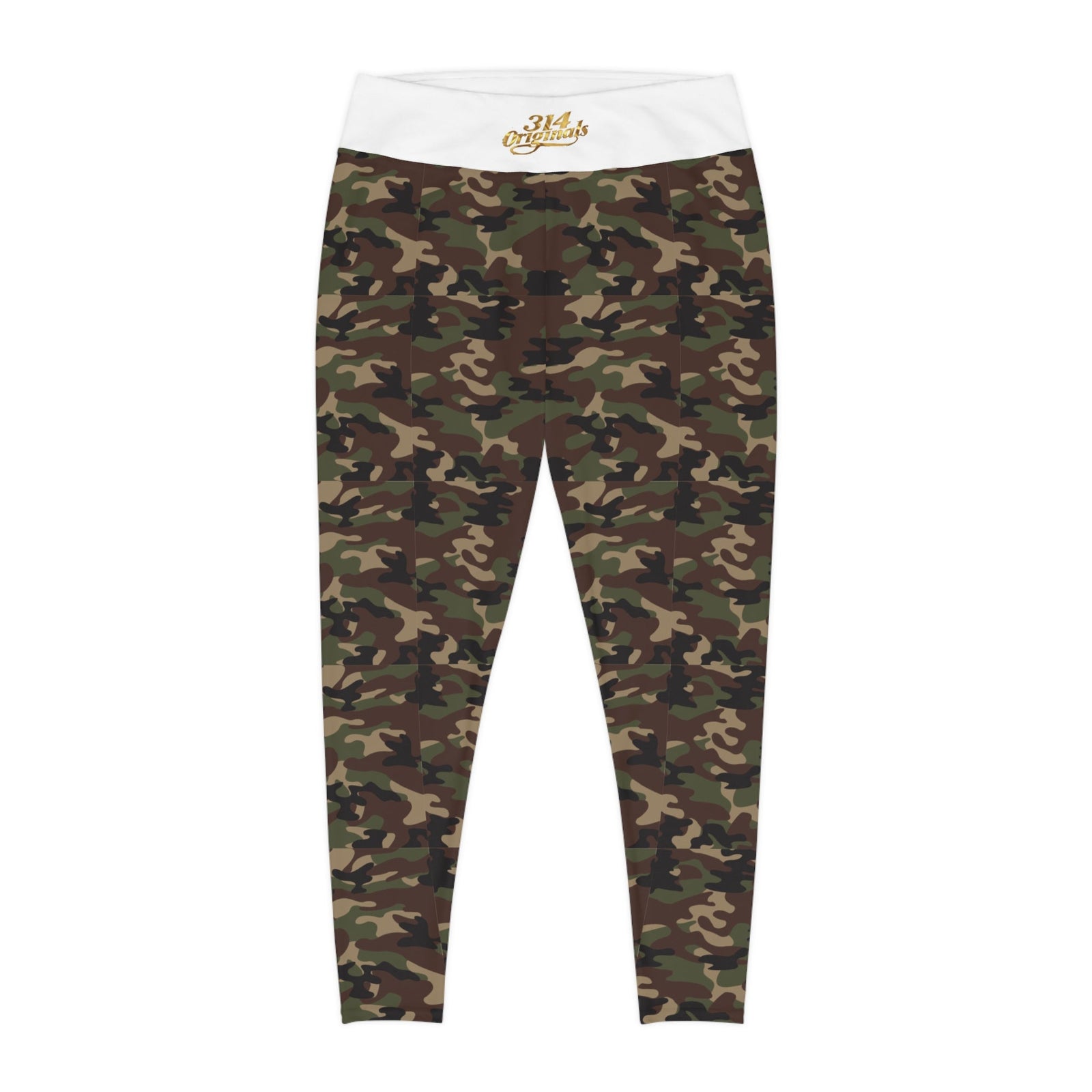 Camo Plus Size Leggings — Subtle Side Script Graphic, Comfortable Everyday Activewear - 314 Originals