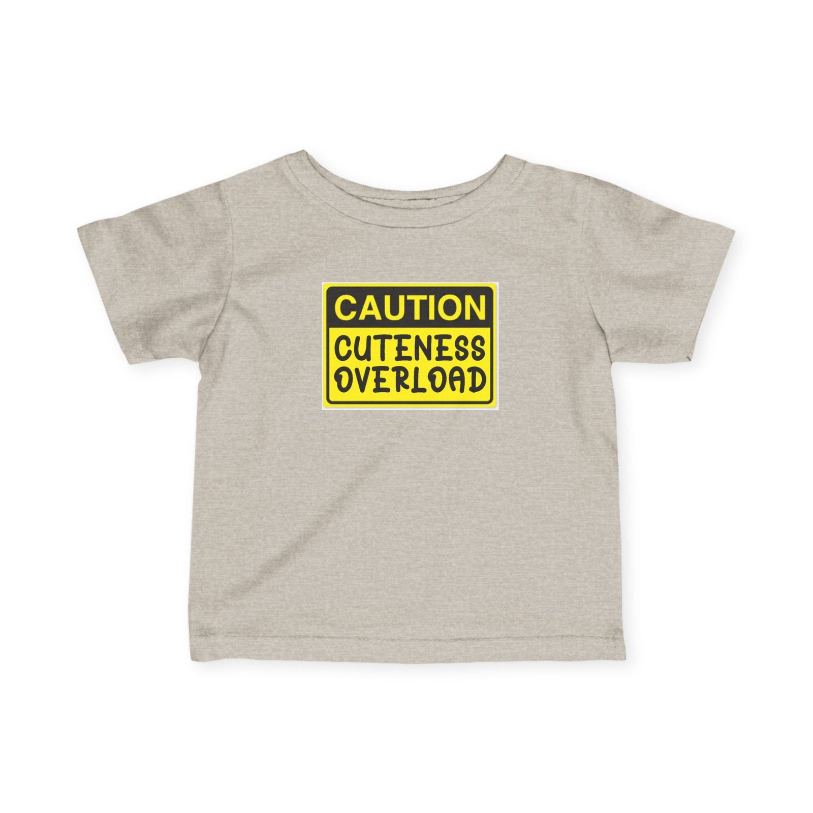 "Caution: Cuteness Overload" — Baby T‑Shirt (Yellow Warning Sign) - 314 Originals