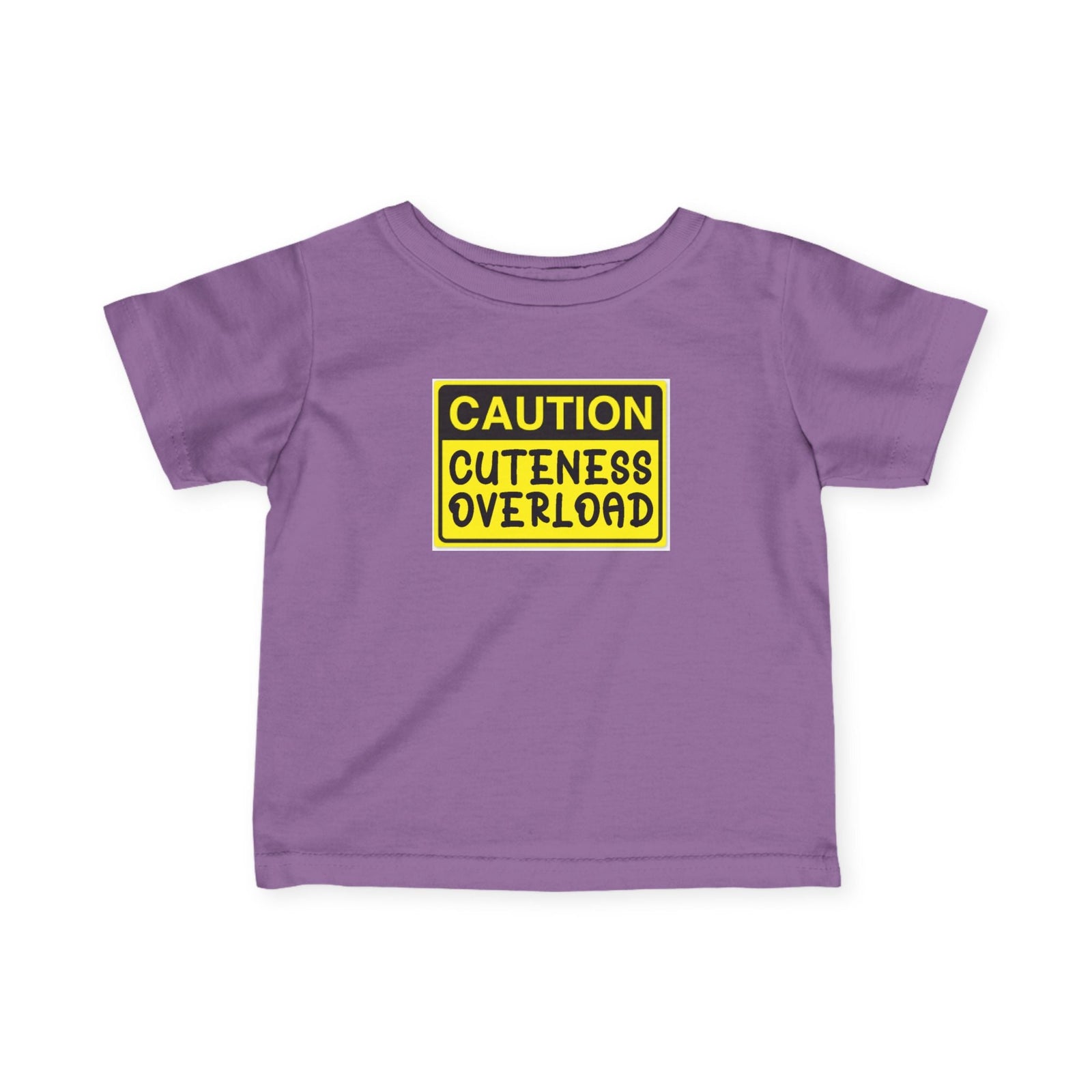 "Caution: Cuteness Overload" — Baby T‑Shirt (Yellow Warning Sign) - 314 Originals