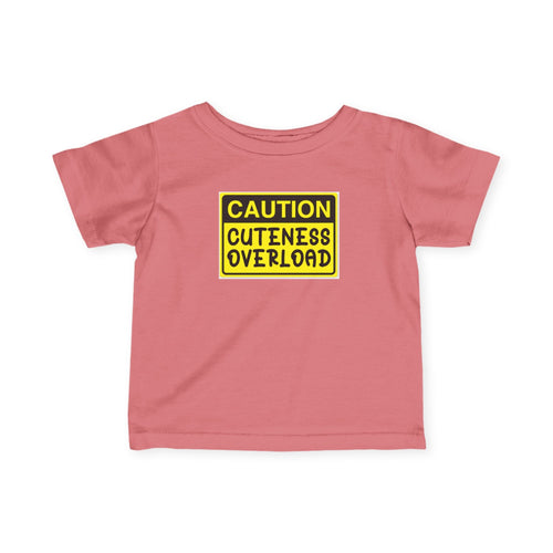 "Caution: Cuteness Overload" — Baby T‑Shirt (Yellow Warning Sign) - 314 Originals