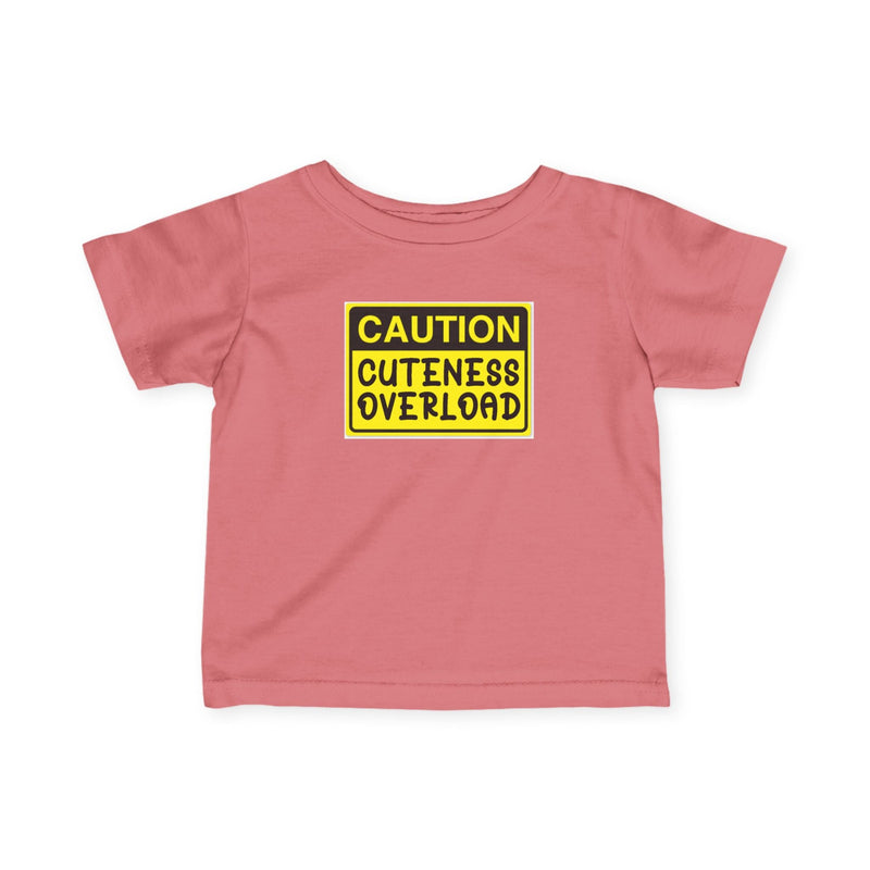 "Caution: Cuteness Overload" — Baby T‑Shirt (Yellow Warning Sign) - 314 Originals