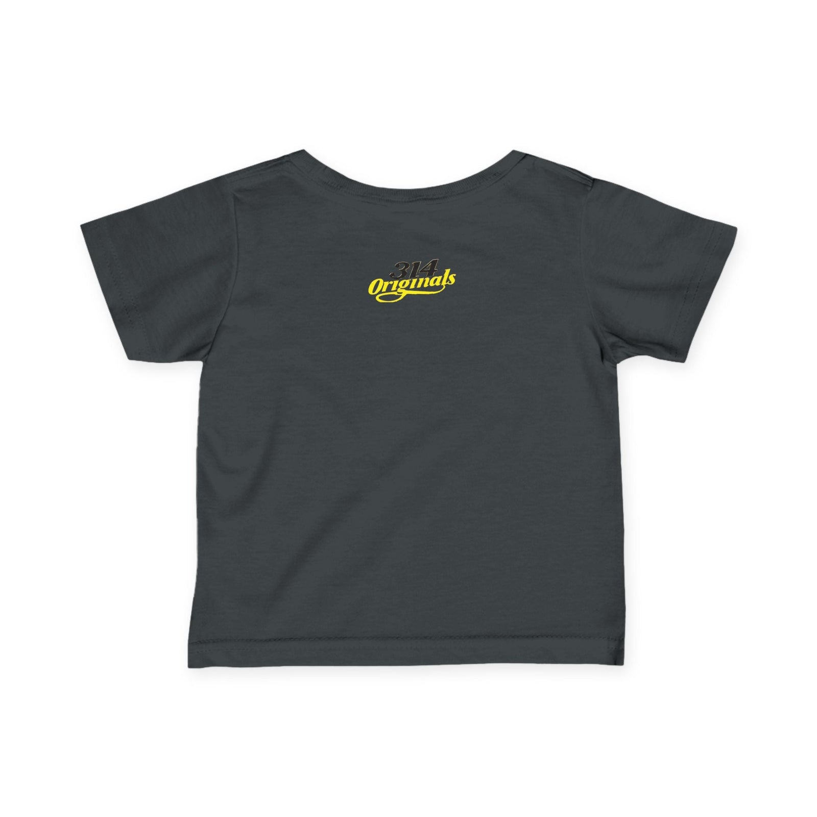 "Caution: Cuteness Overload" — Baby T‑Shirt (Yellow Warning Sign) - 314 Originals