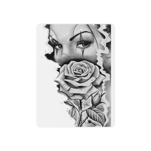 Chicano Clown Rose Temporary Tattoo — Black & Gray Floral Face Art - 314 Originals