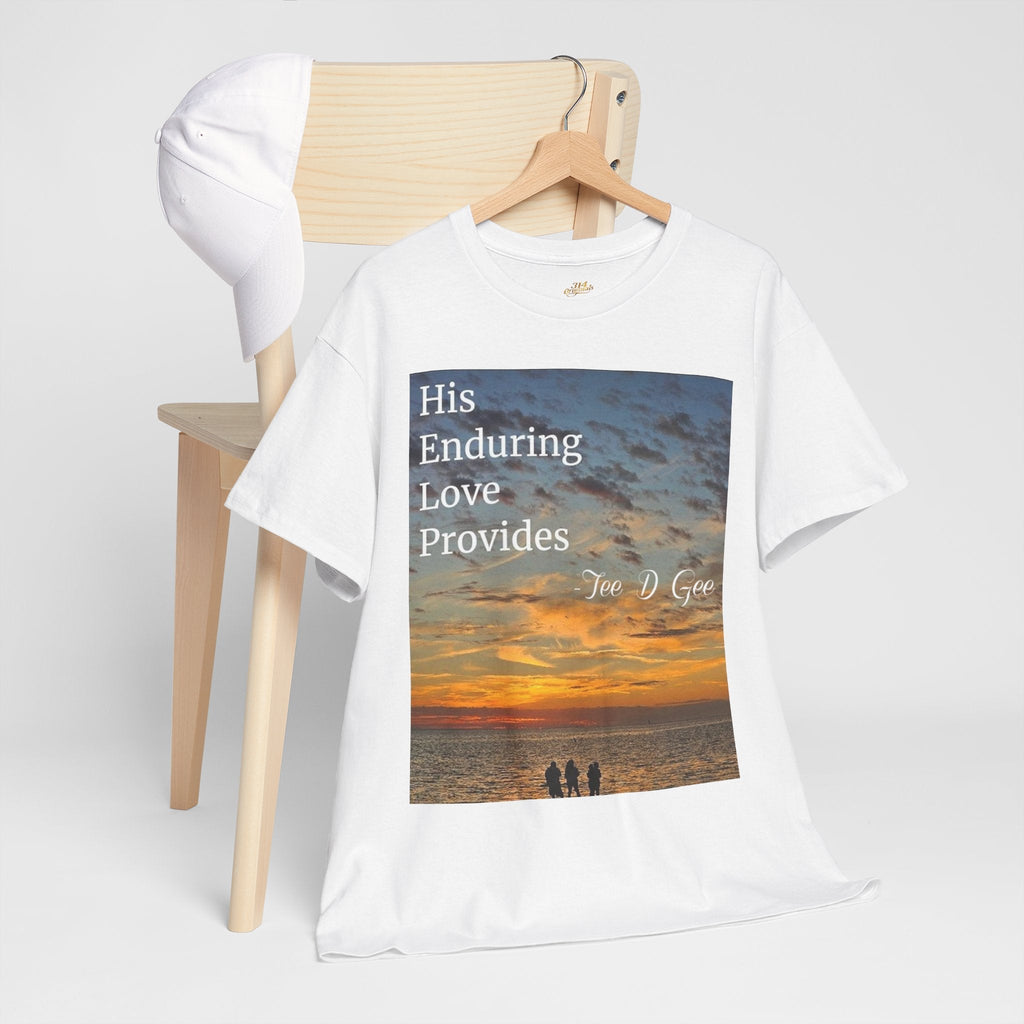 Christian Sunset T-Shirt – "His Enduring Love Provides" Inspirational Gospel Tee - 314 Originals