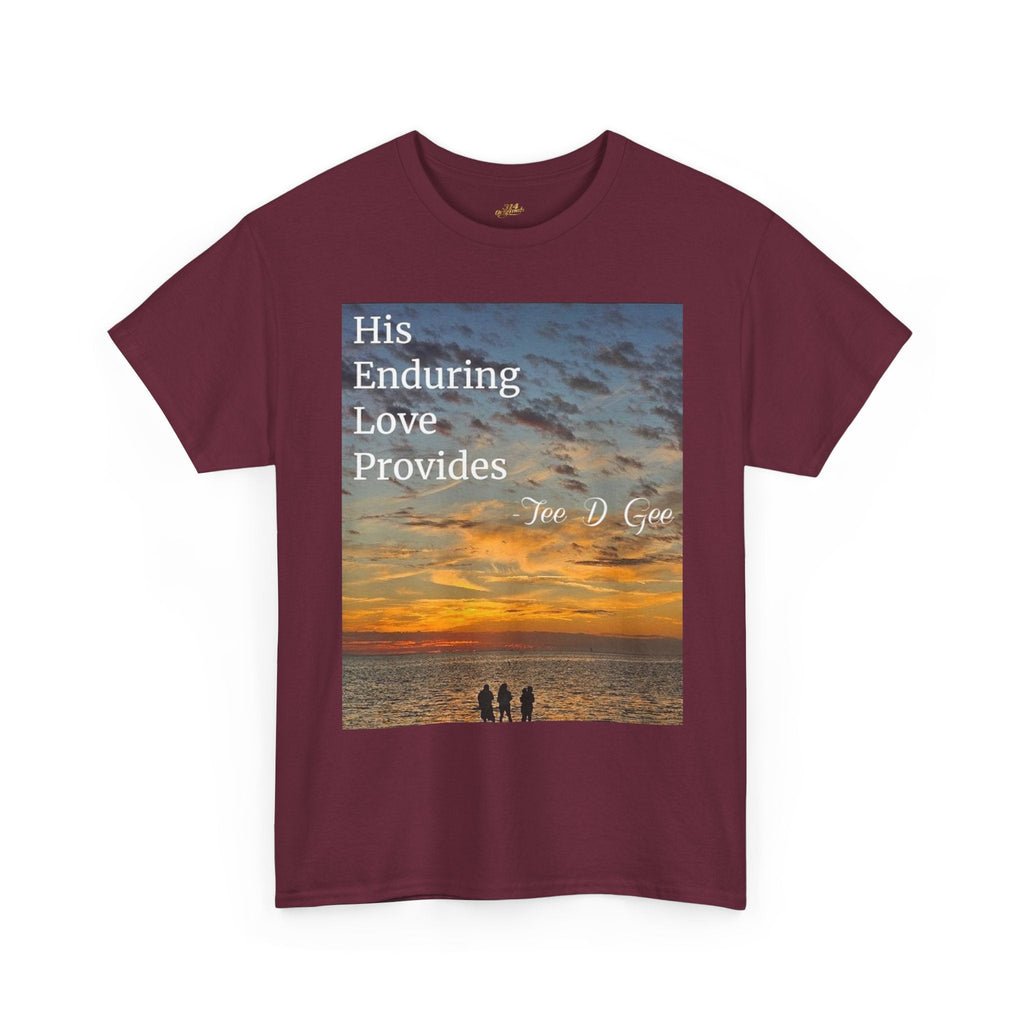 Christian Sunset T-Shirt – "His Enduring Love Provides" Inspirational Gospel Tee - 314 Originals