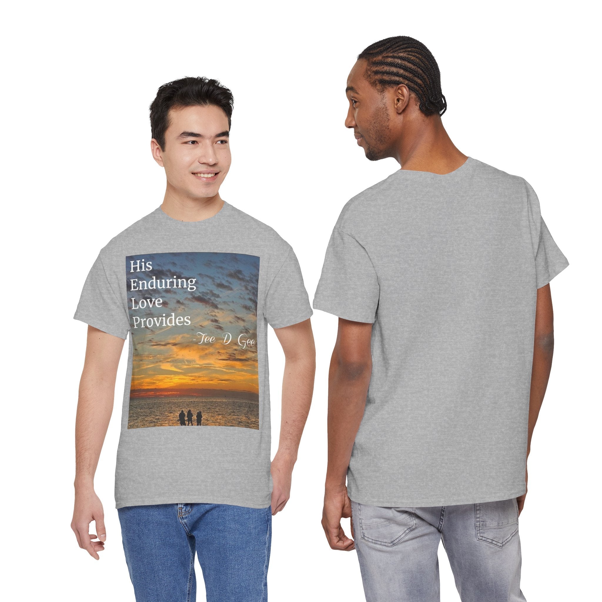 Christian Sunset T-Shirt – "His Enduring Love Provides" Inspirational Gospel Tee - 314 Originals