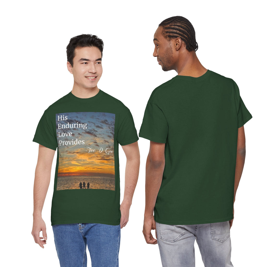Christian Sunset T-Shirt – "His Enduring Love Provides" Inspirational Gospel Tee - 314 Originals