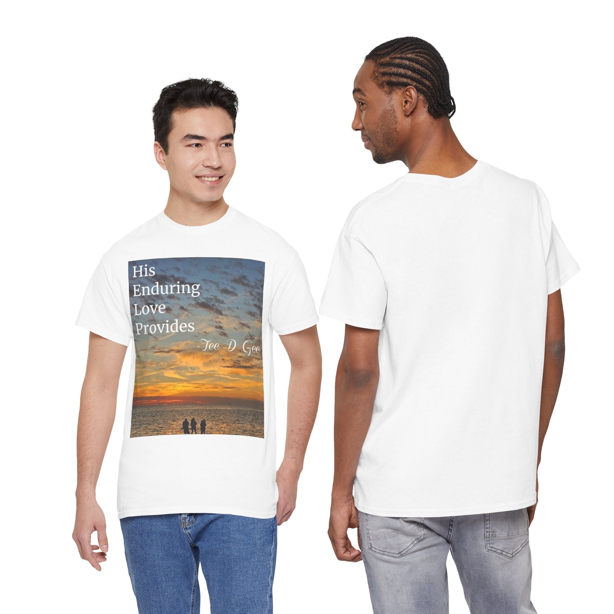 Christian Sunset T-Shirt – "His Enduring Love Provides" Inspirational Gospel Tee - 314 Originals