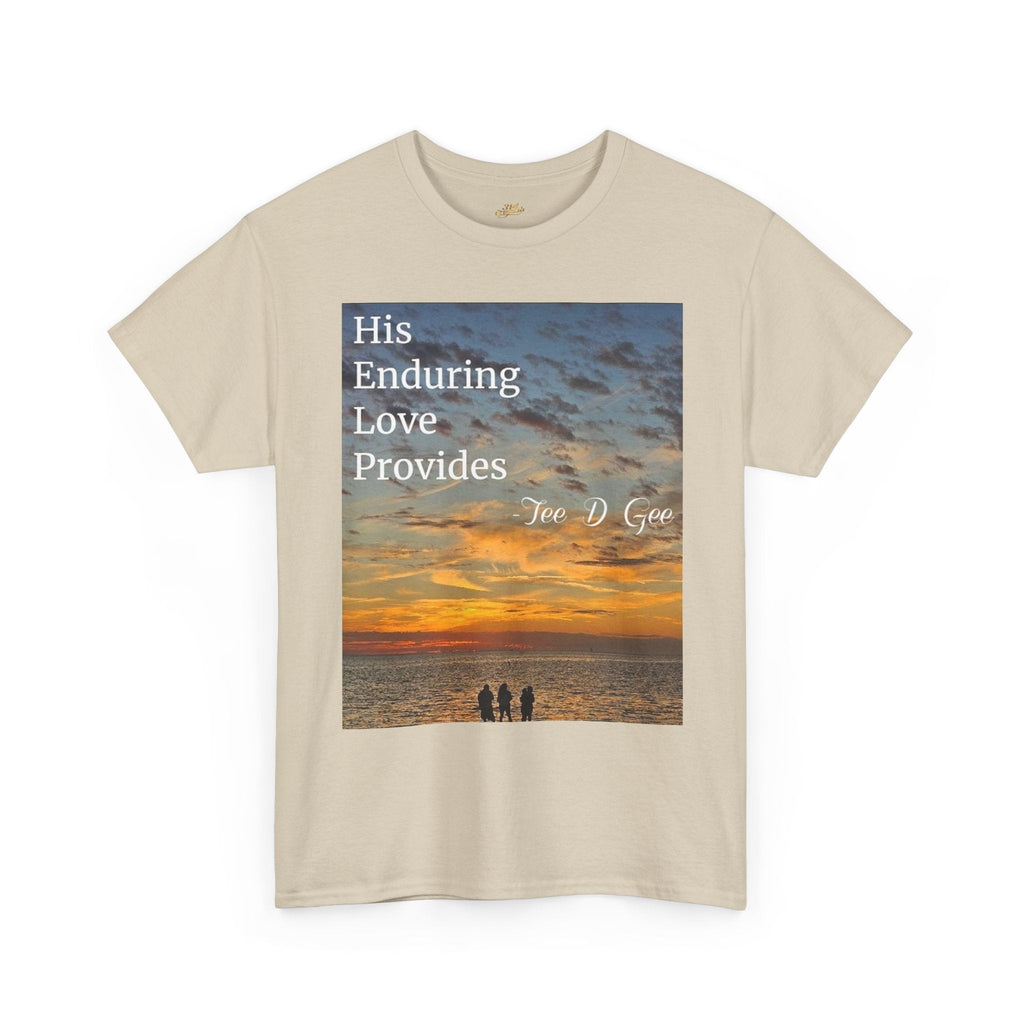 Christian Sunset T-Shirt – "His Enduring Love Provides" Inspirational Gospel Tee - 314 Originals