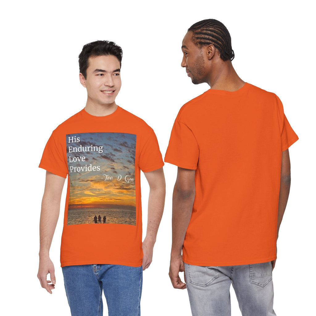 Christian Sunset T-Shirt – "His Enduring Love Provides" Inspirational Gospel Tee - 314 Originals
