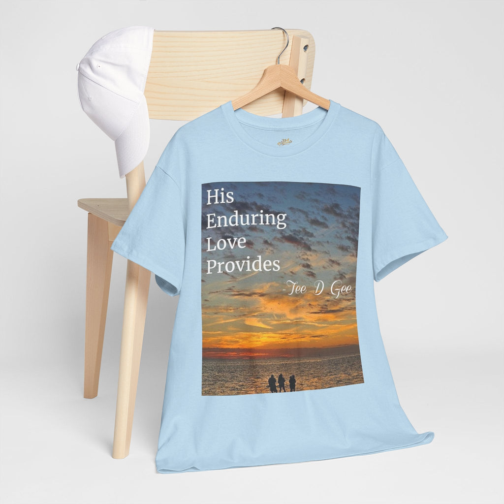 Christian Sunset T-Shirt – "His Enduring Love Provides" Inspirational Gospel Tee - 314 Originals