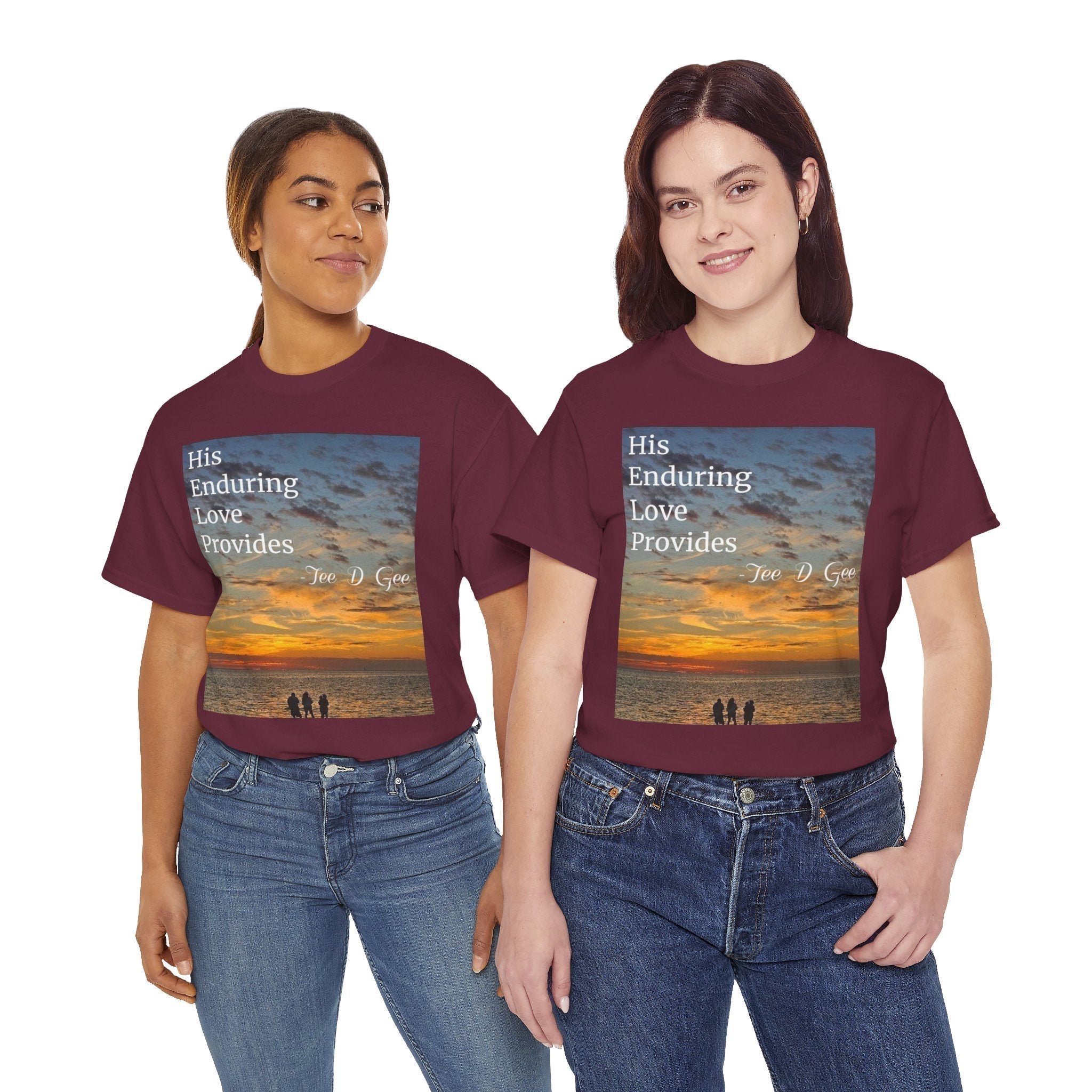 Christian Sunset T-Shirt – "His Enduring Love Provides" Inspirational Gospel Tee - 314 Originals