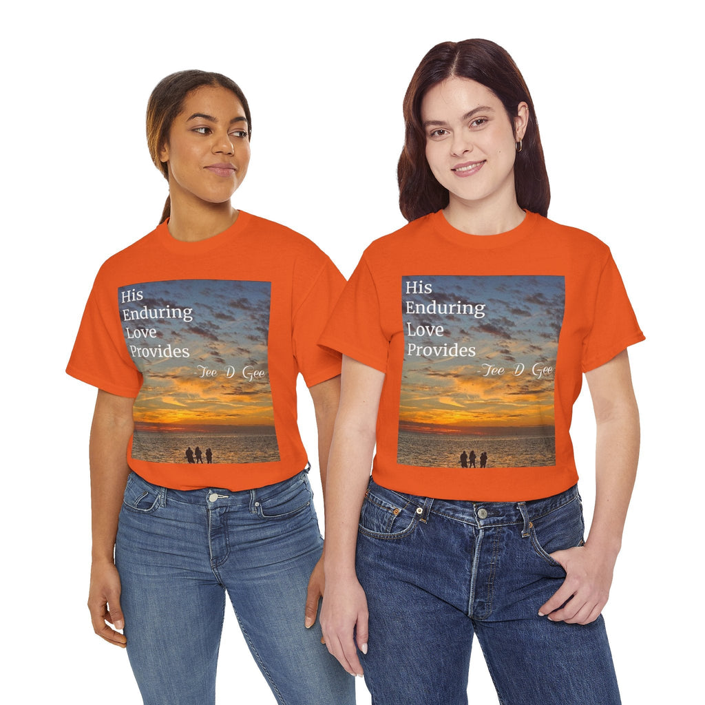 Christian Sunset T-Shirt – "His Enduring Love Provides" Inspirational Gospel Tee - 314 Originals