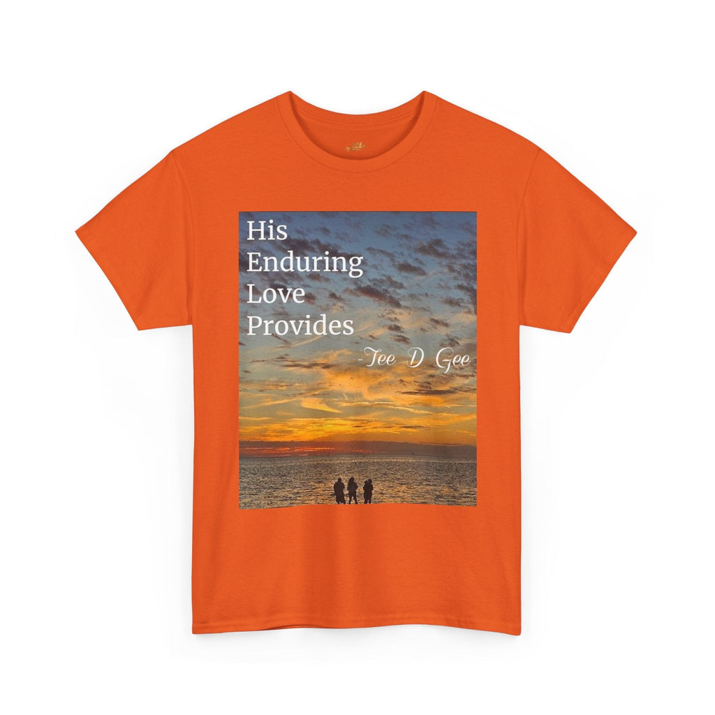 Christian Sunset T-Shirt – "His Enduring Love Provides" Inspirational Gospel Tee - 314 Originals