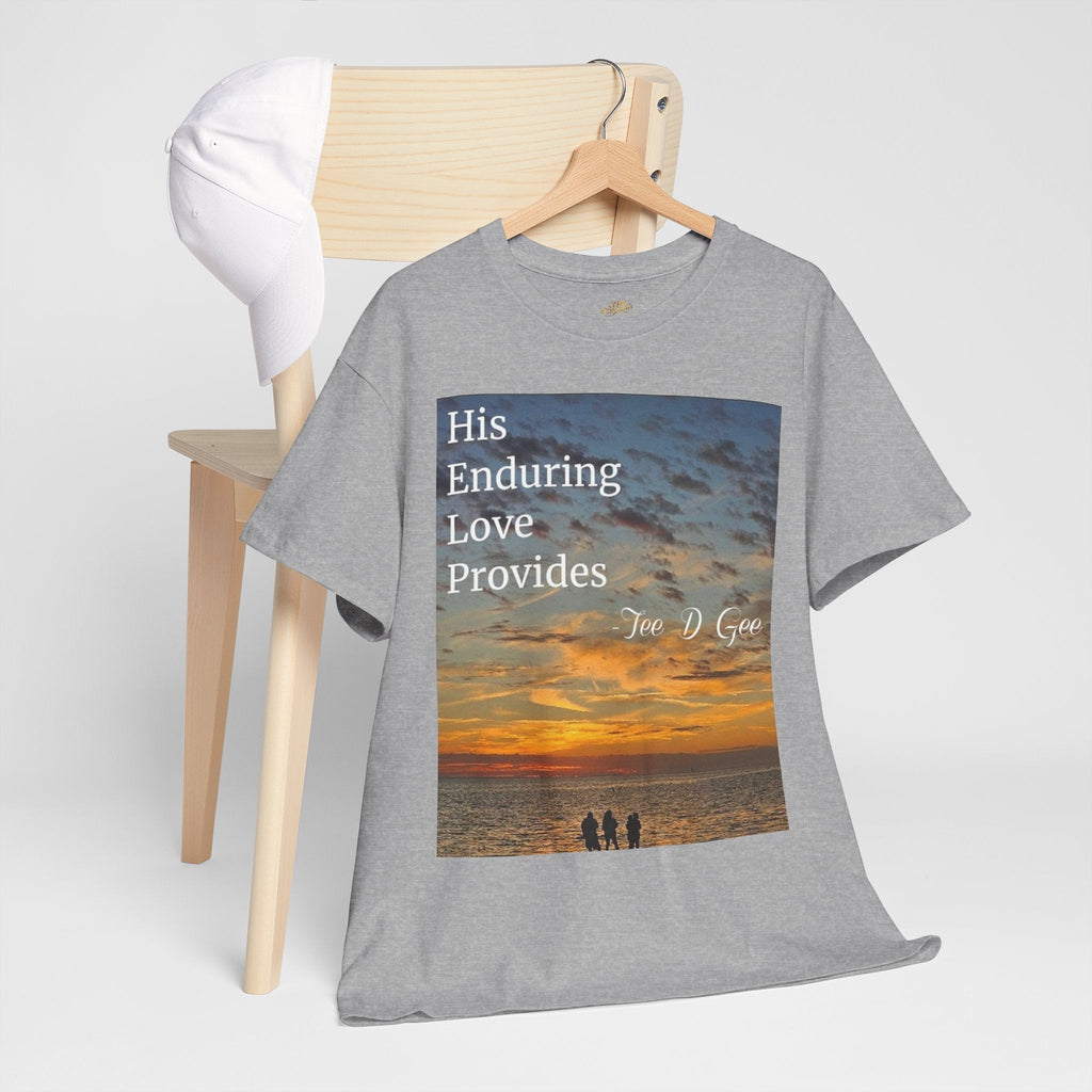 Christian Sunset T-Shirt – "His Enduring Love Provides" Inspirational Gospel Tee - 314 Originals