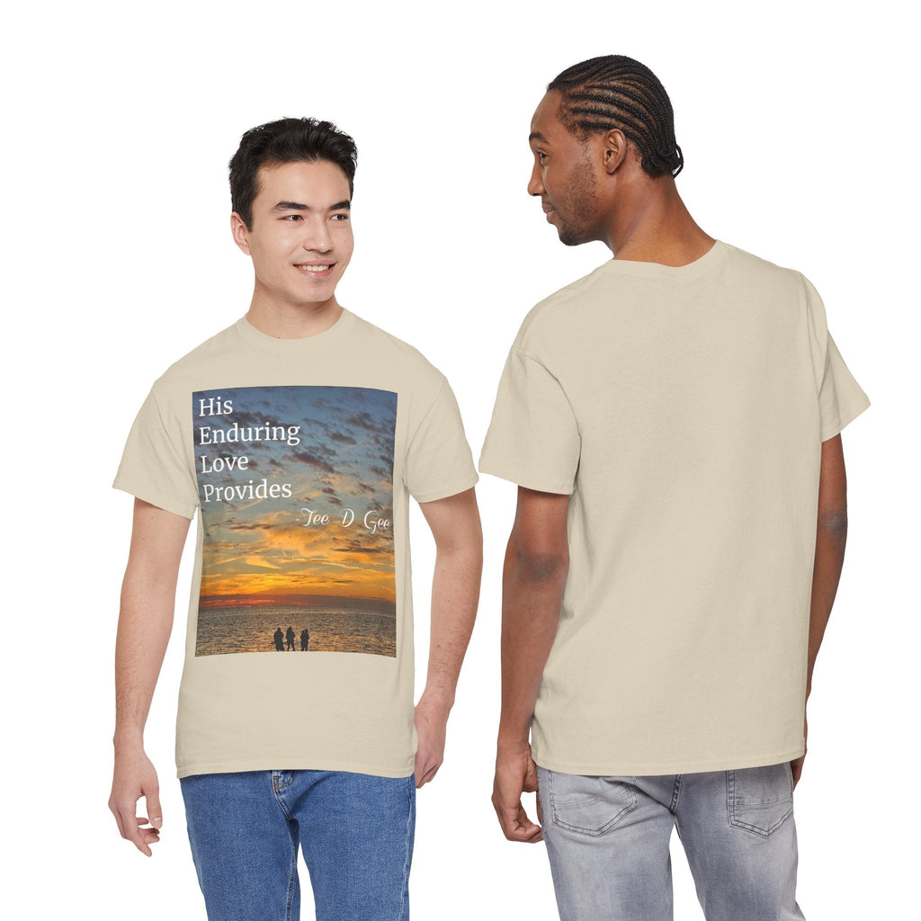 Christian Sunset T-Shirt – "His Enduring Love Provides" Inspirational Gospel Tee - 314 Originals