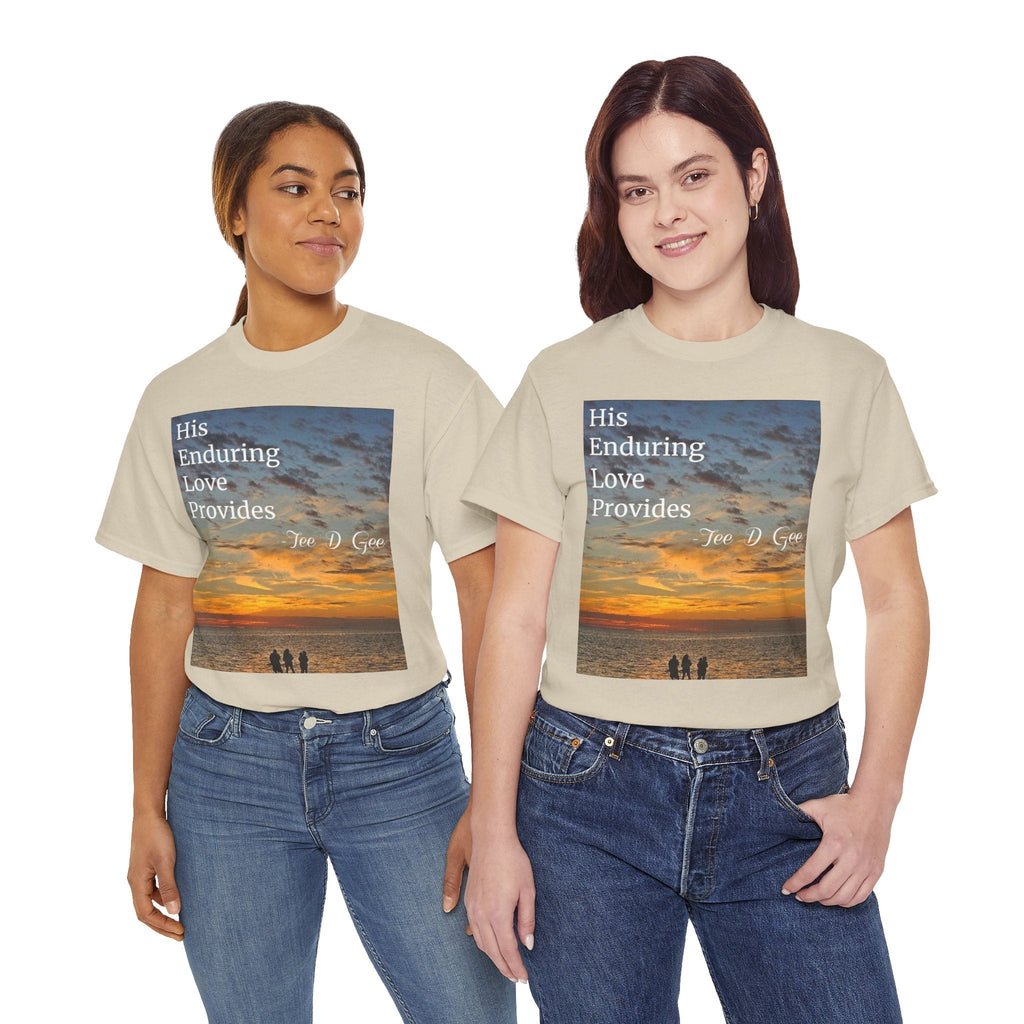 Christian Sunset T-Shirt – "His Enduring Love Provides" Inspirational Gospel Tee - 314 Originals
