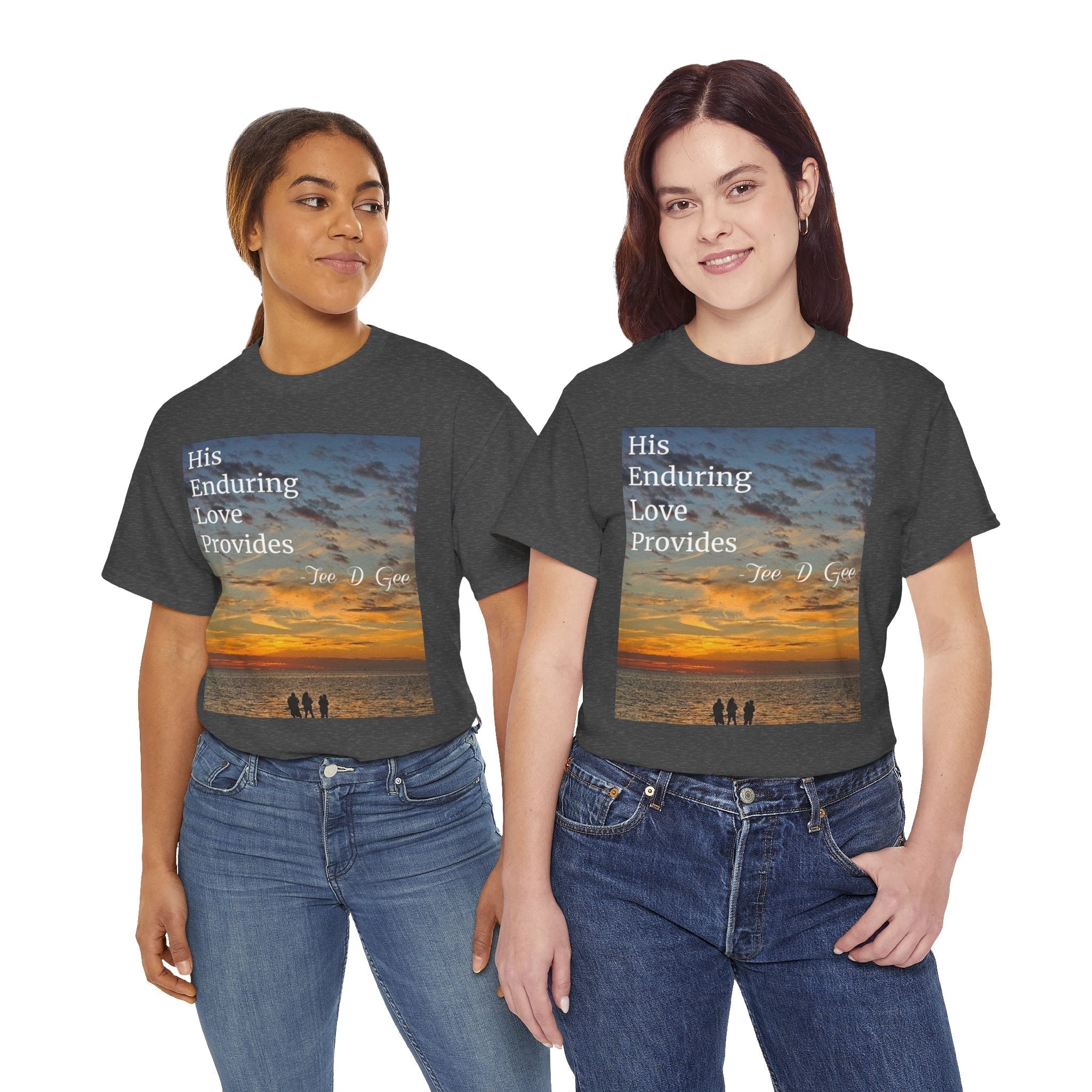 Christian Sunset T-Shirt – "His Enduring Love Provides" Inspirational Gospel Tee - 314 Originals