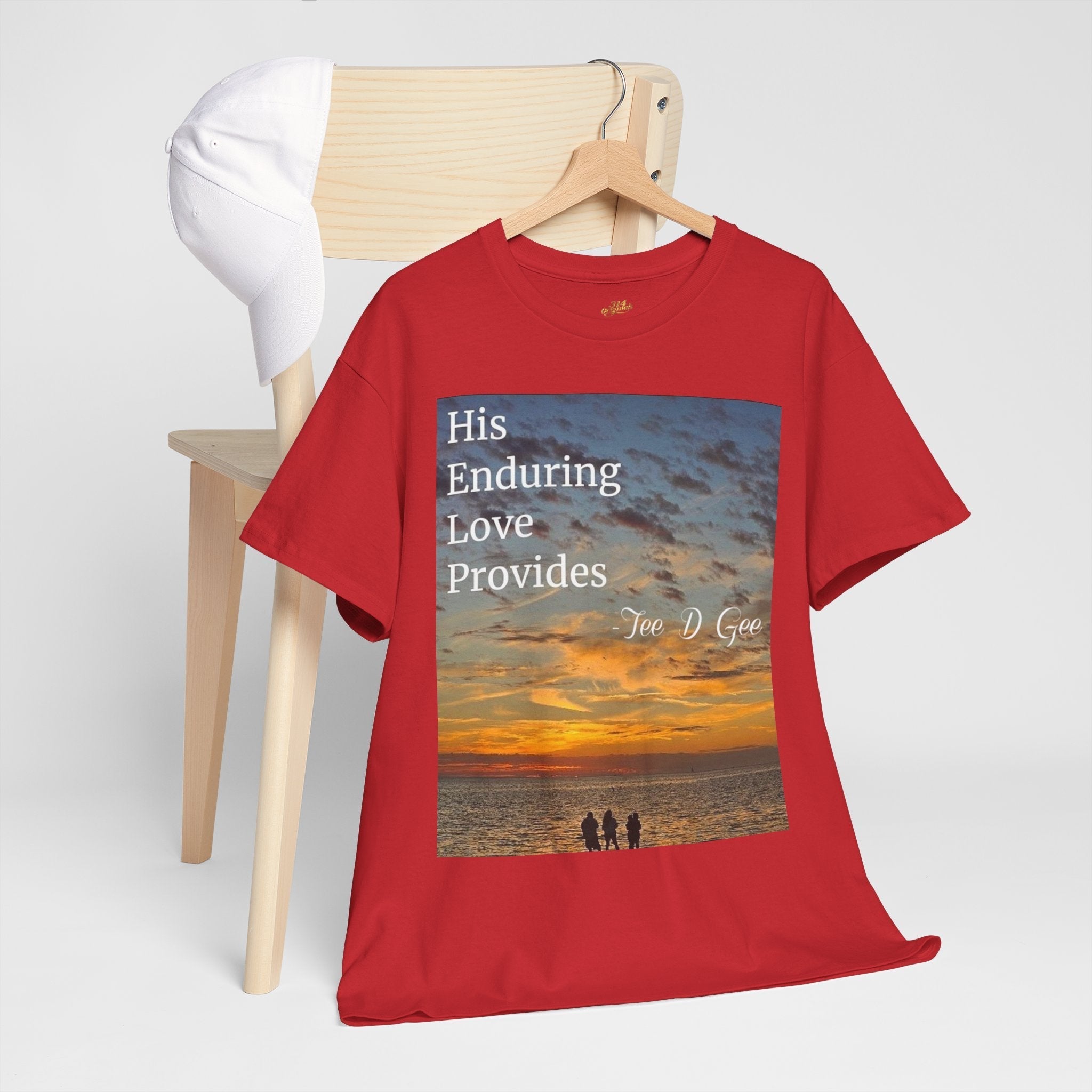 Christian Sunset T-Shirt – "His Enduring Love Provides" Inspirational Gospel Tee - 314 Originals