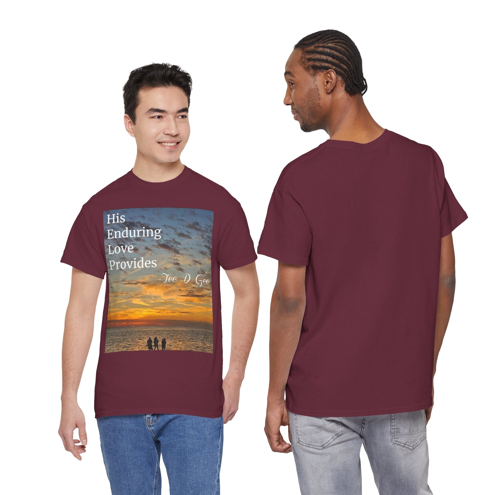 Christian Sunset T-Shirt – "His Enduring Love Provides" Inspirational Gospel Tee - 314 Originals