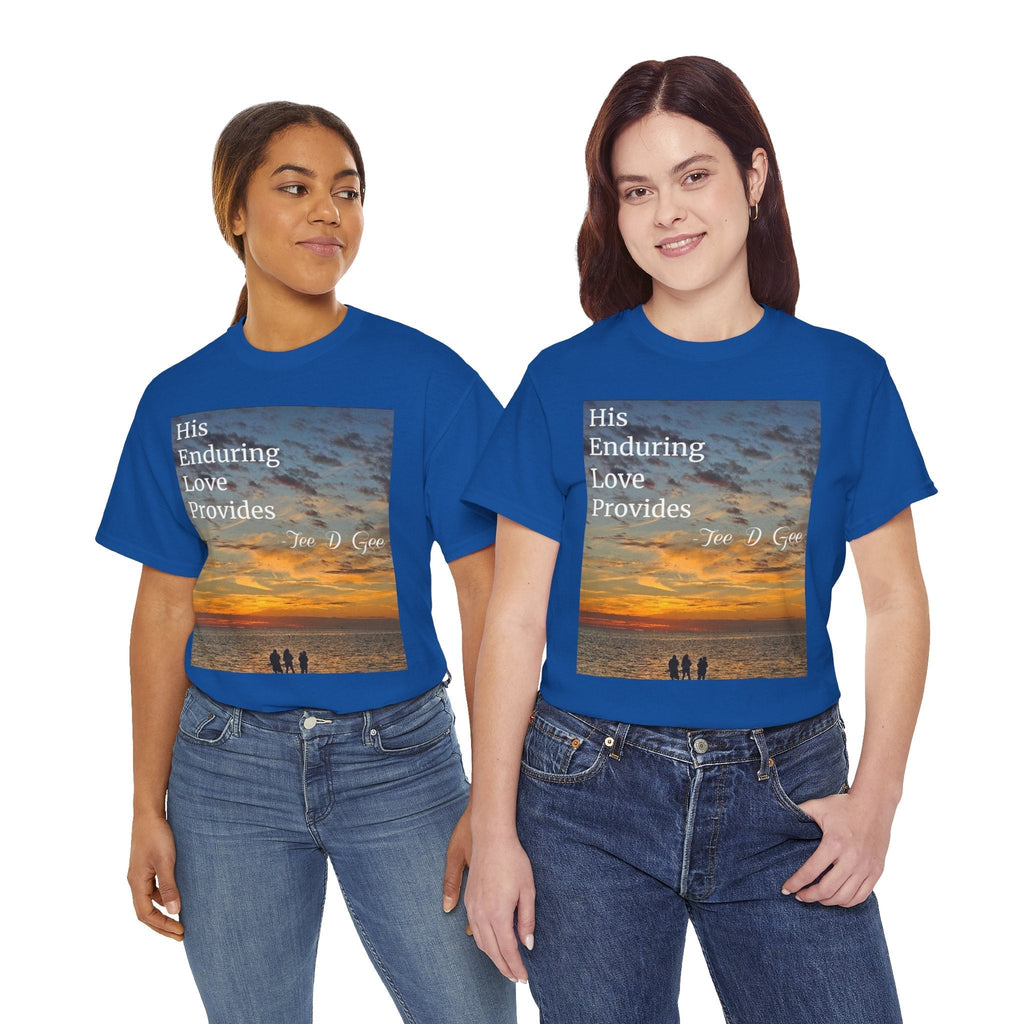 Christian Sunset T-Shirt – "His Enduring Love Provides" Inspirational Gospel Tee - 314 Originals