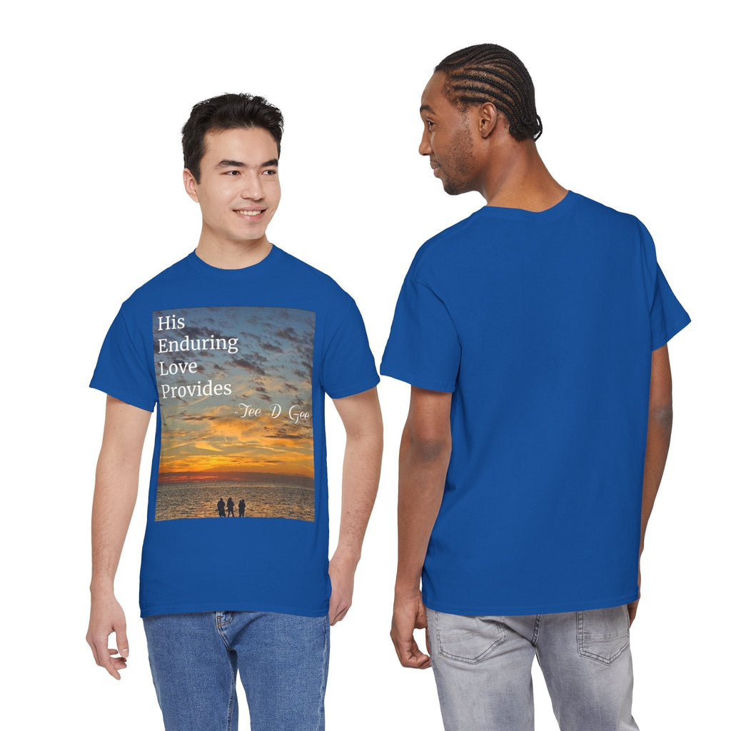 Christian Sunset T-Shirt – "His Enduring Love Provides" Inspirational Gospel Tee - 314 Originals