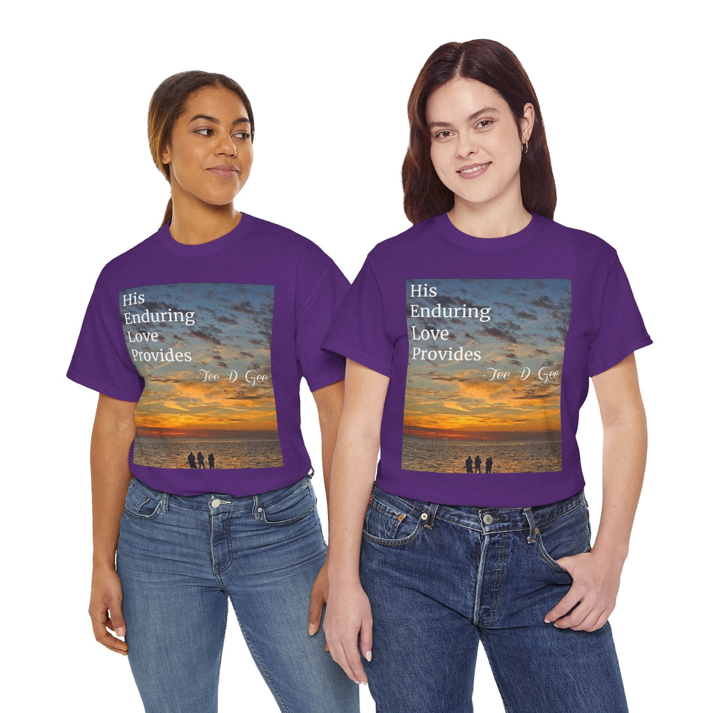 Christian Sunset T-Shirt – "His Enduring Love Provides" Inspirational Gospel Tee - 314 Originals