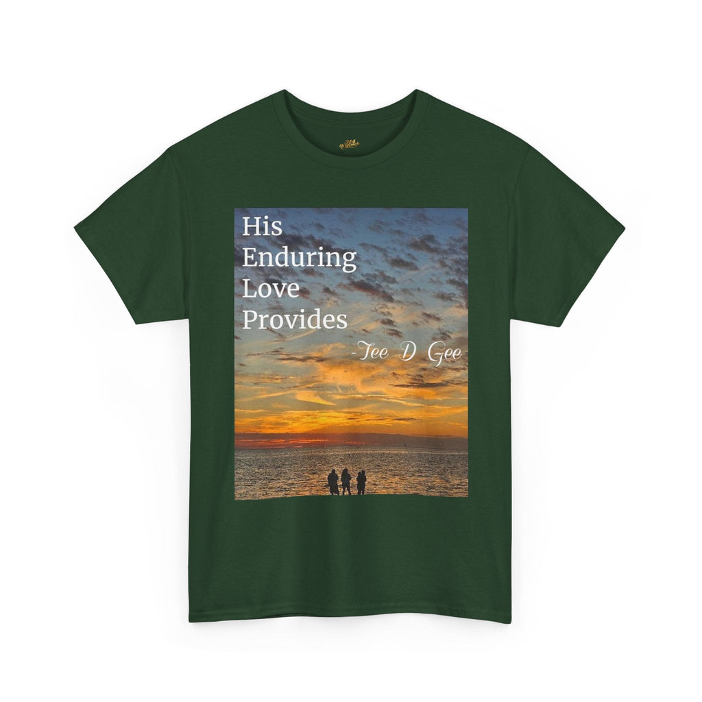 Christian Sunset T-Shirt – "His Enduring Love Provides" Inspirational Gospel Tee - 314 Originals