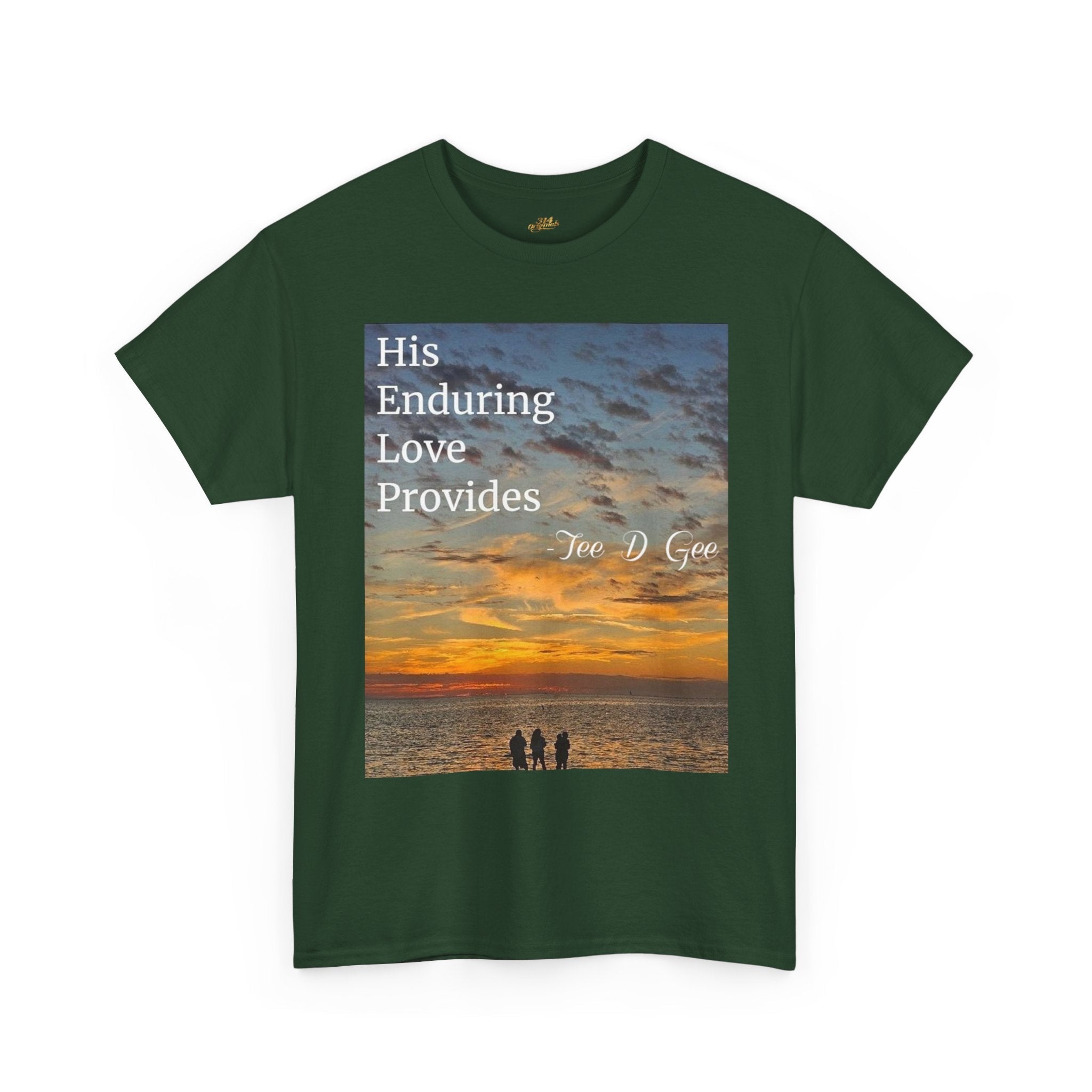Christian Sunset T‑Shirt – "His Enduring Love Provides" Inspirational Gospel Tee - 314 Originals