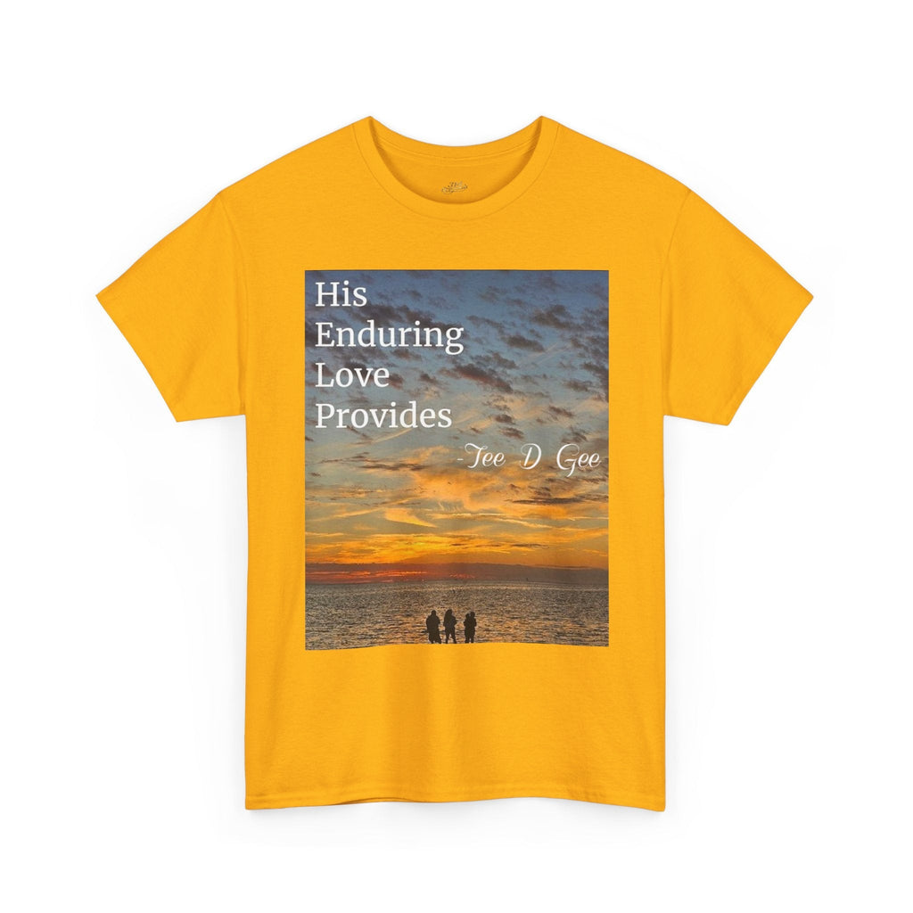 Christian Sunset T-Shirt – "His Enduring Love Provides" Inspirational Gospel Tee - 314 Originals