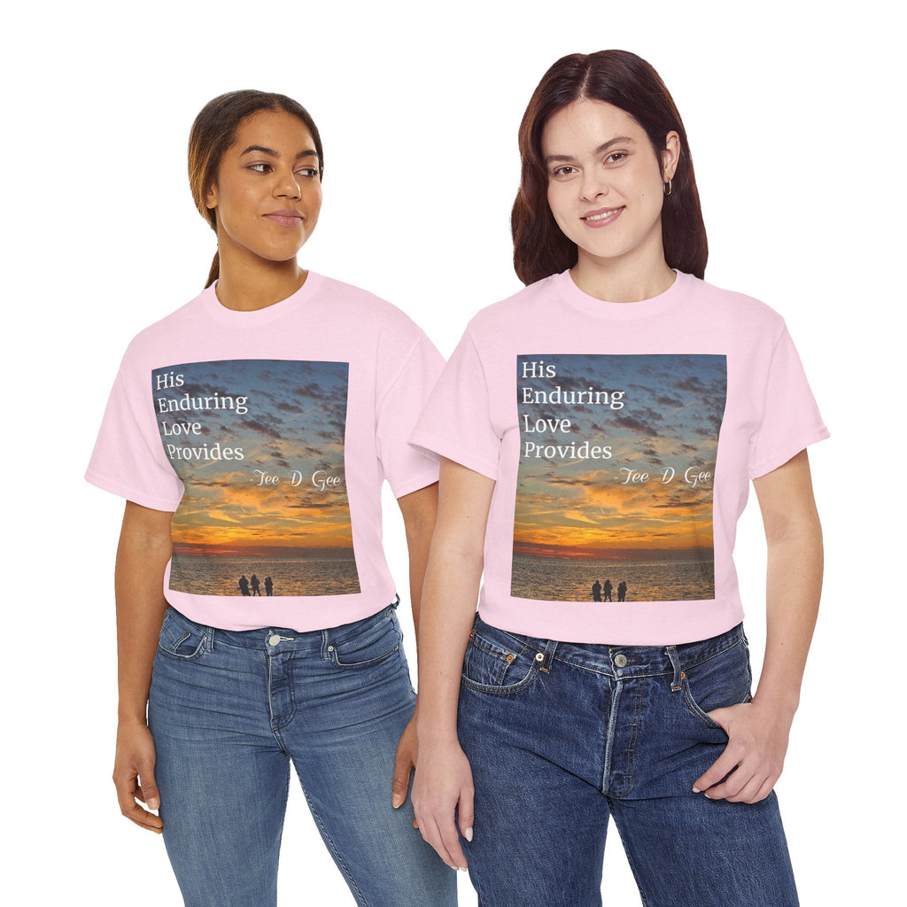 Christian Sunset T-Shirt – "His Enduring Love Provides" Inspirational Gospel Tee - 314 Originals