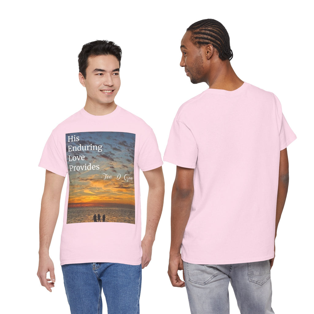 Christian Sunset T-Shirt – "His Enduring Love Provides" Inspirational Gospel Tee - 314 Originals