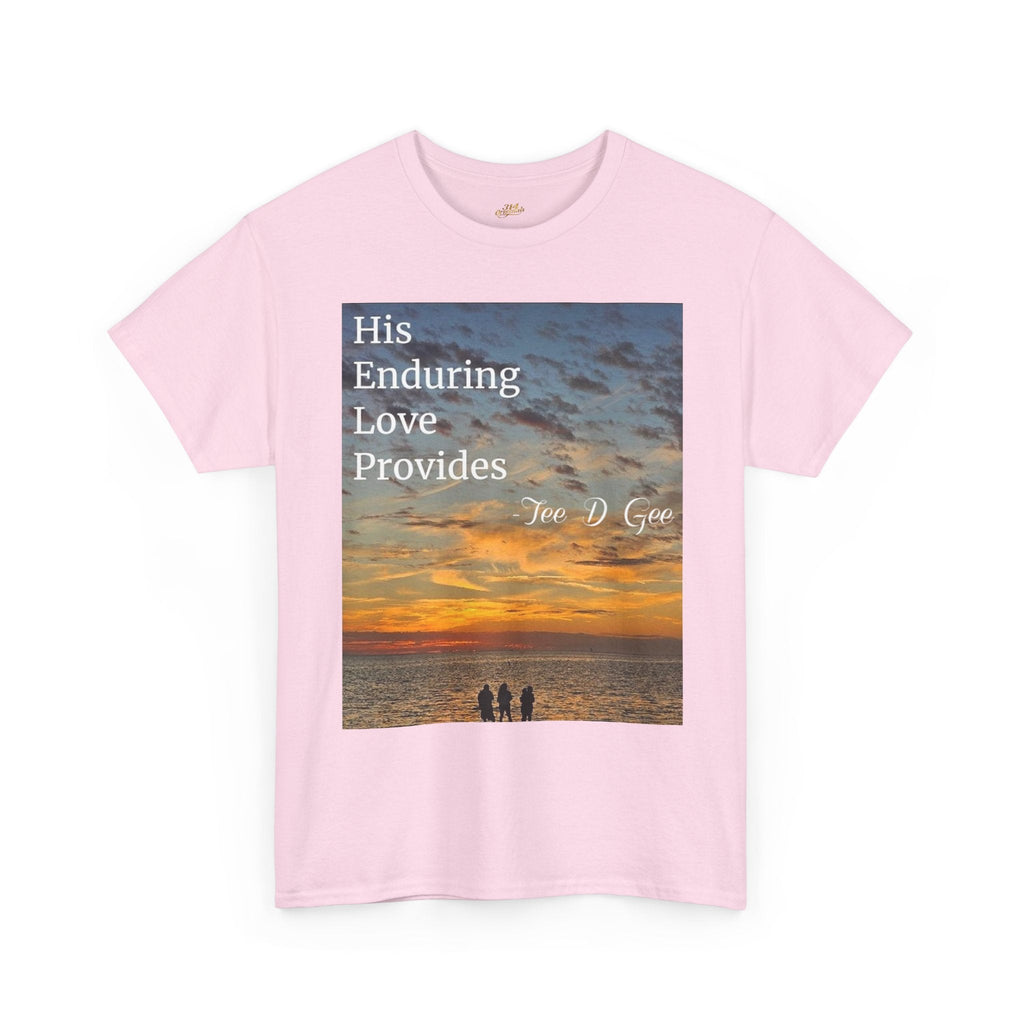 Christian Sunset T-Shirt – "His Enduring Love Provides" Inspirational Gospel Tee - 314 Originals