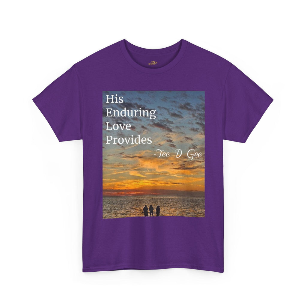 Christian Sunset T-Shirt – "His Enduring Love Provides" Inspirational Gospel Tee - 314 Originals