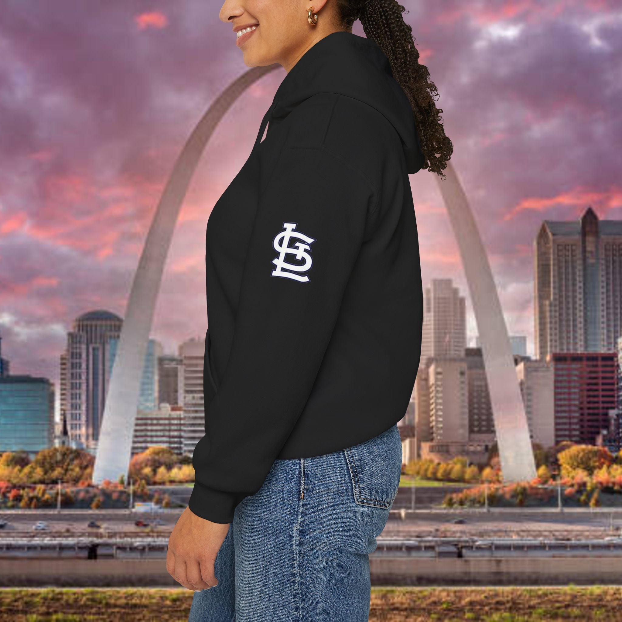 City Skyline Hoodie — Black & White Waterfront Panorama Pullover - 314 Originals