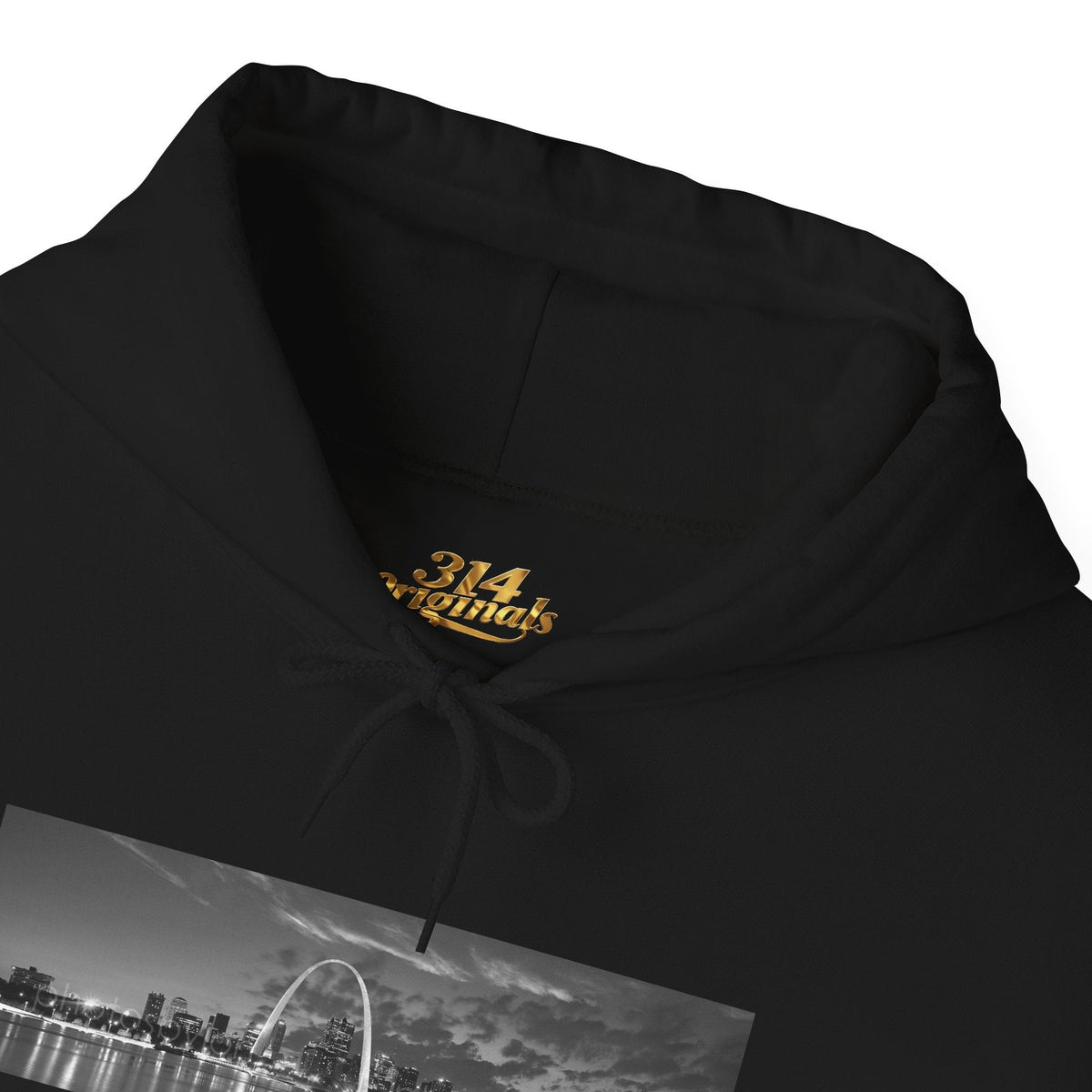 City Skyline Hoodie — Black & White Waterfront Panorama Pullover - 314 Originals