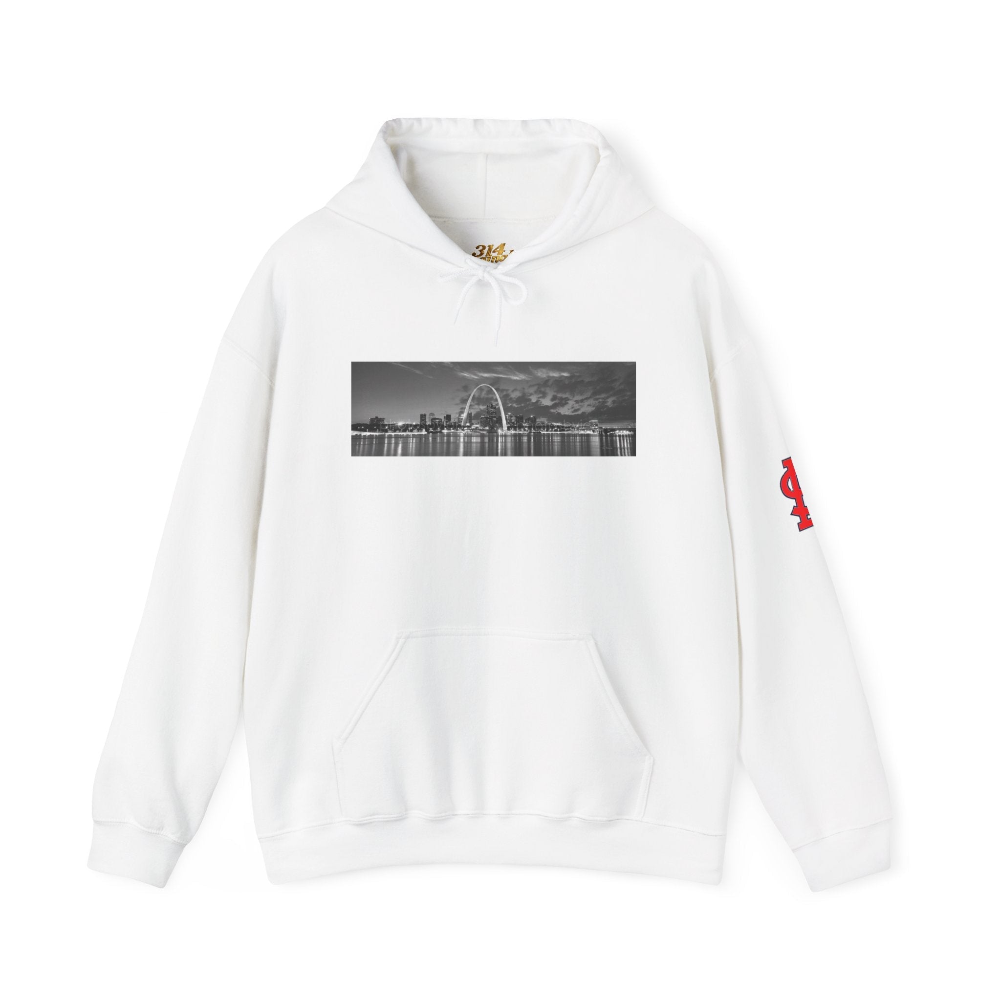 City Skyline Hoodie — Black & White Waterfront Panorama Pullover - 314 Originals