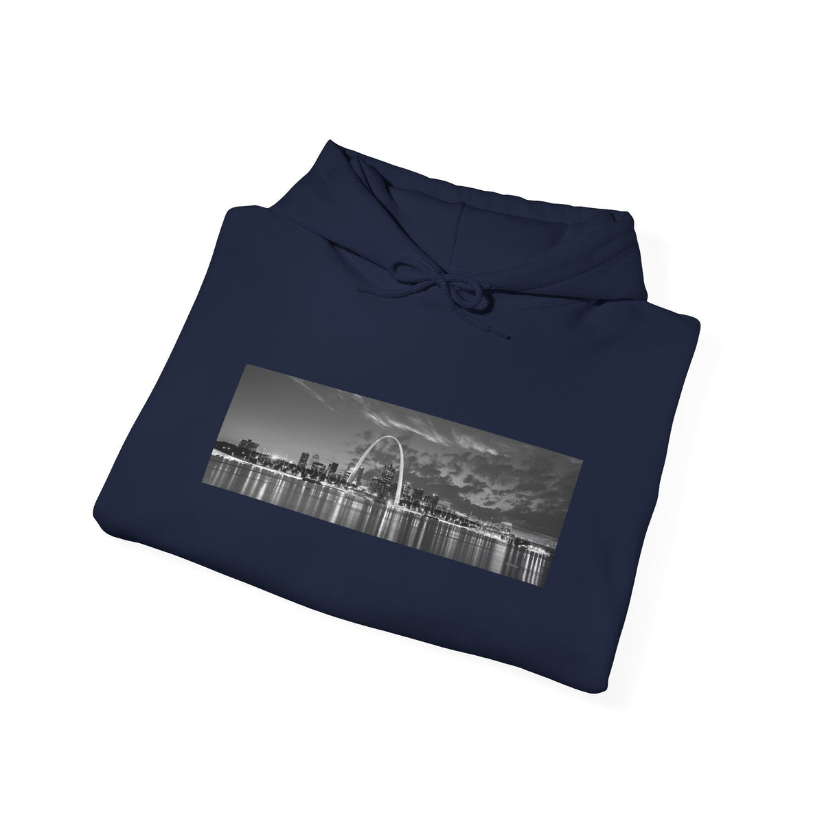 City Skyline Hoodie — Black & White Waterfront Panorama Pullover - 314 Originals