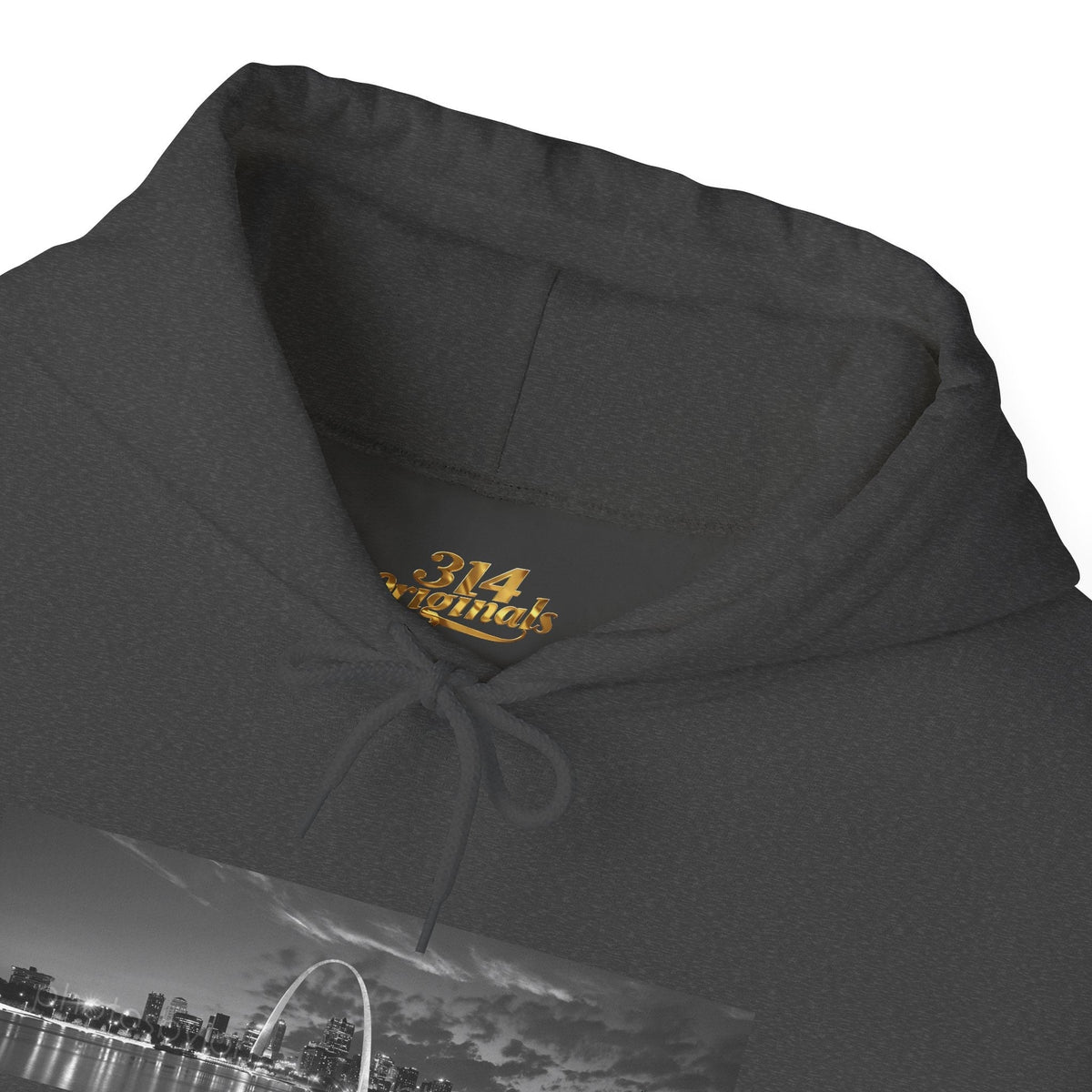 City Skyline Hoodie — Black & White Waterfront Panorama Pullover - 314 Originals