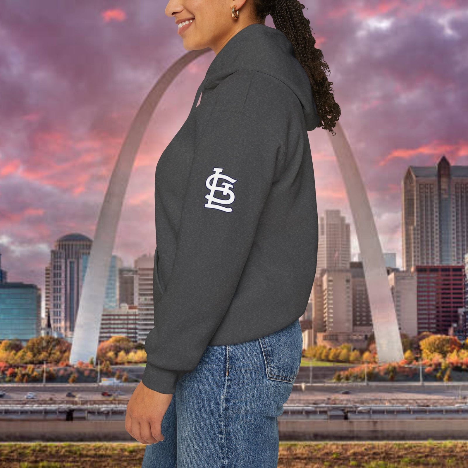 City Skyline Hoodie — Black & White Waterfront Panorama Pullover - 314 Originals