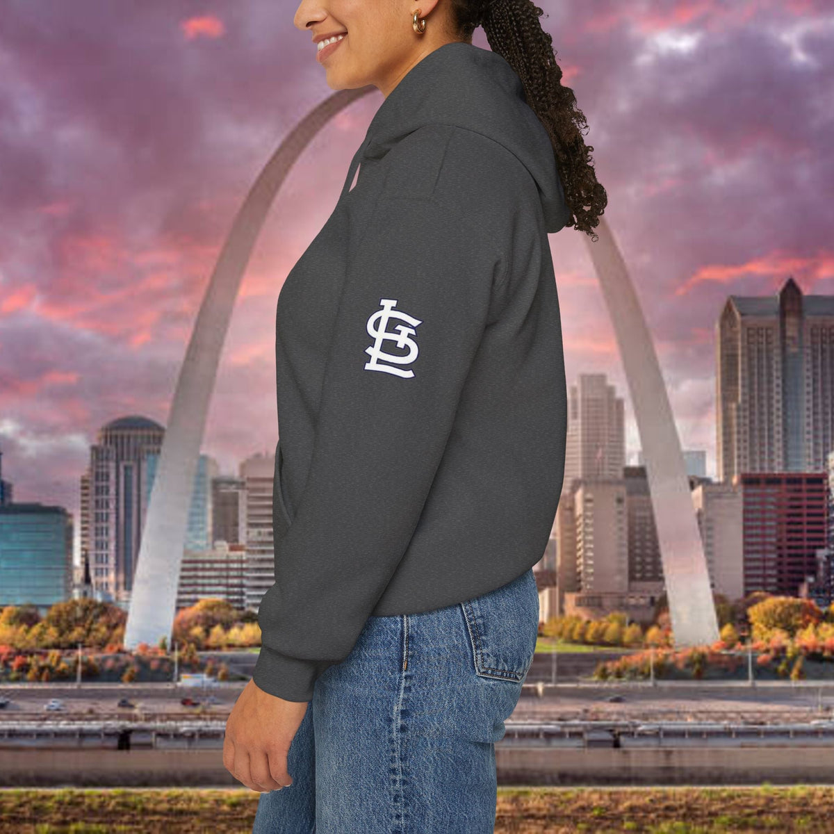 City Skyline Hoodie — Black & White Waterfront Panorama Pullover - 314 Originals