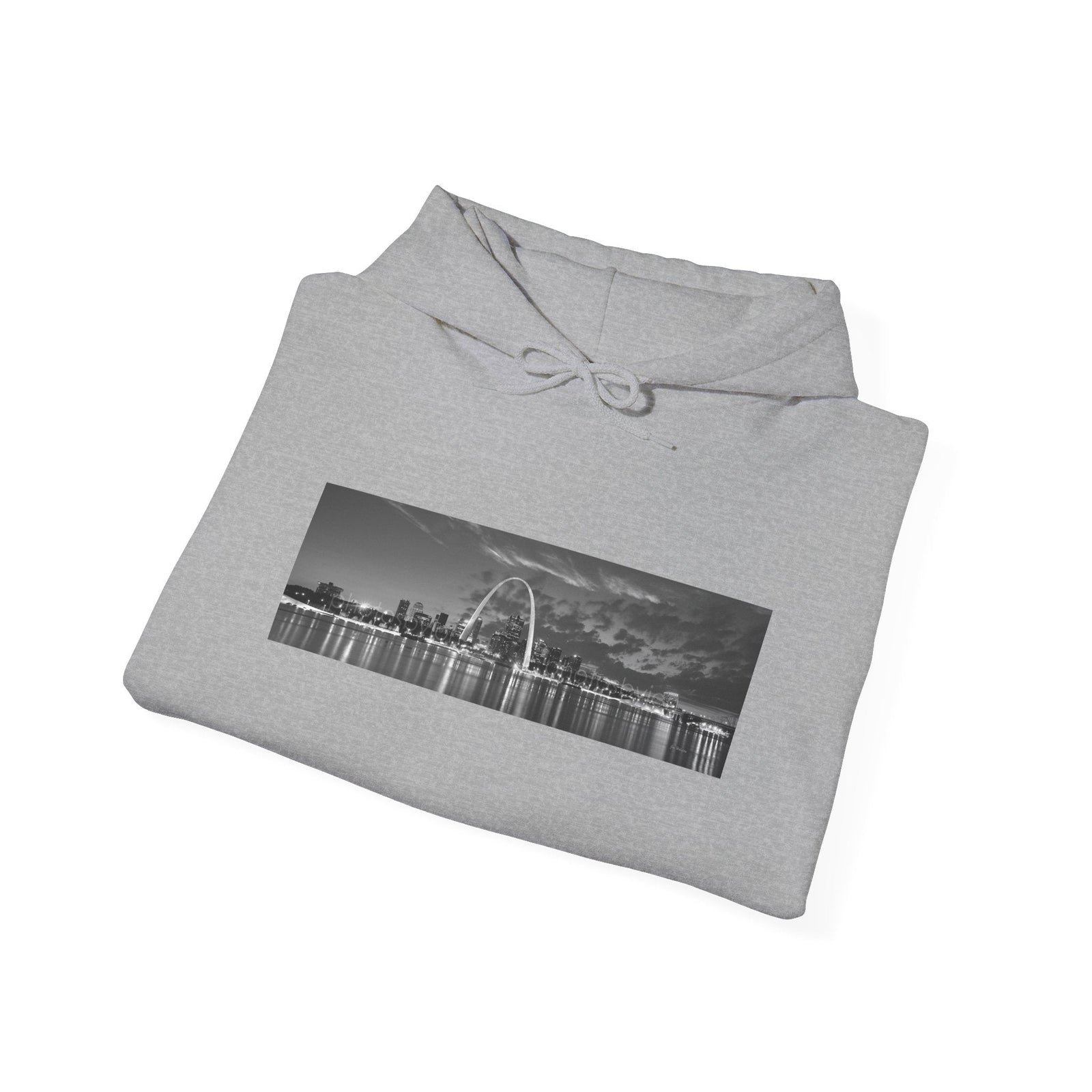 City Skyline Hoodie — Black & White Waterfront Panorama Pullover - 314 Originals