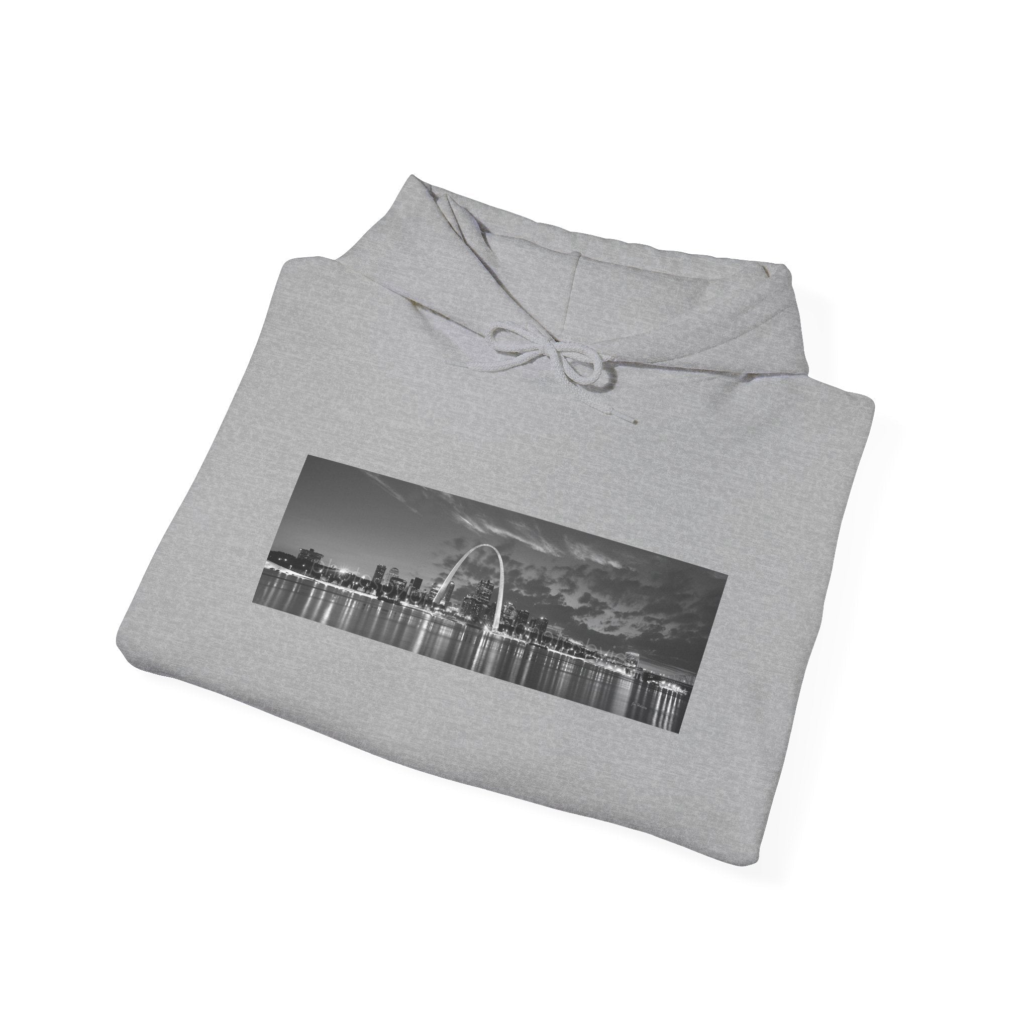 City Skyline Hoodie — Black & White Waterfront Panorama Pullover - 314 Originals