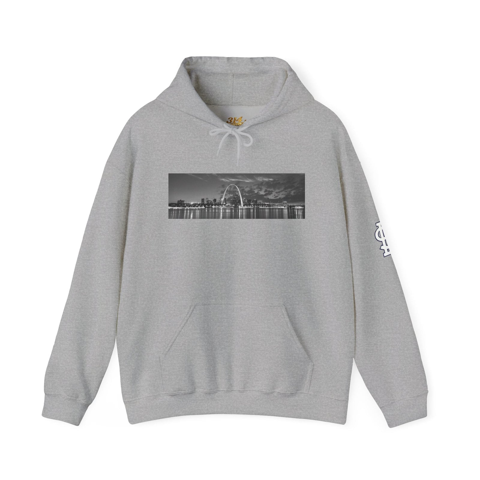 City Skyline Hoodie — Black & White Waterfront Panorama Pullover - 314 Originals