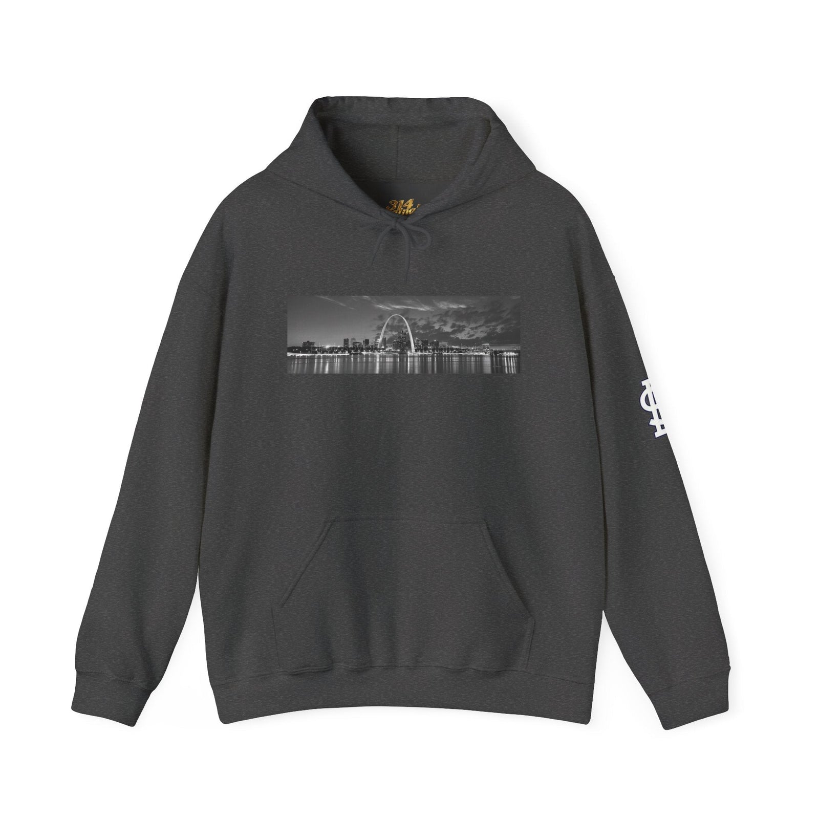 City Skyline Hoodie — Black & White Waterfront Panorama Pullover - 314 Originals