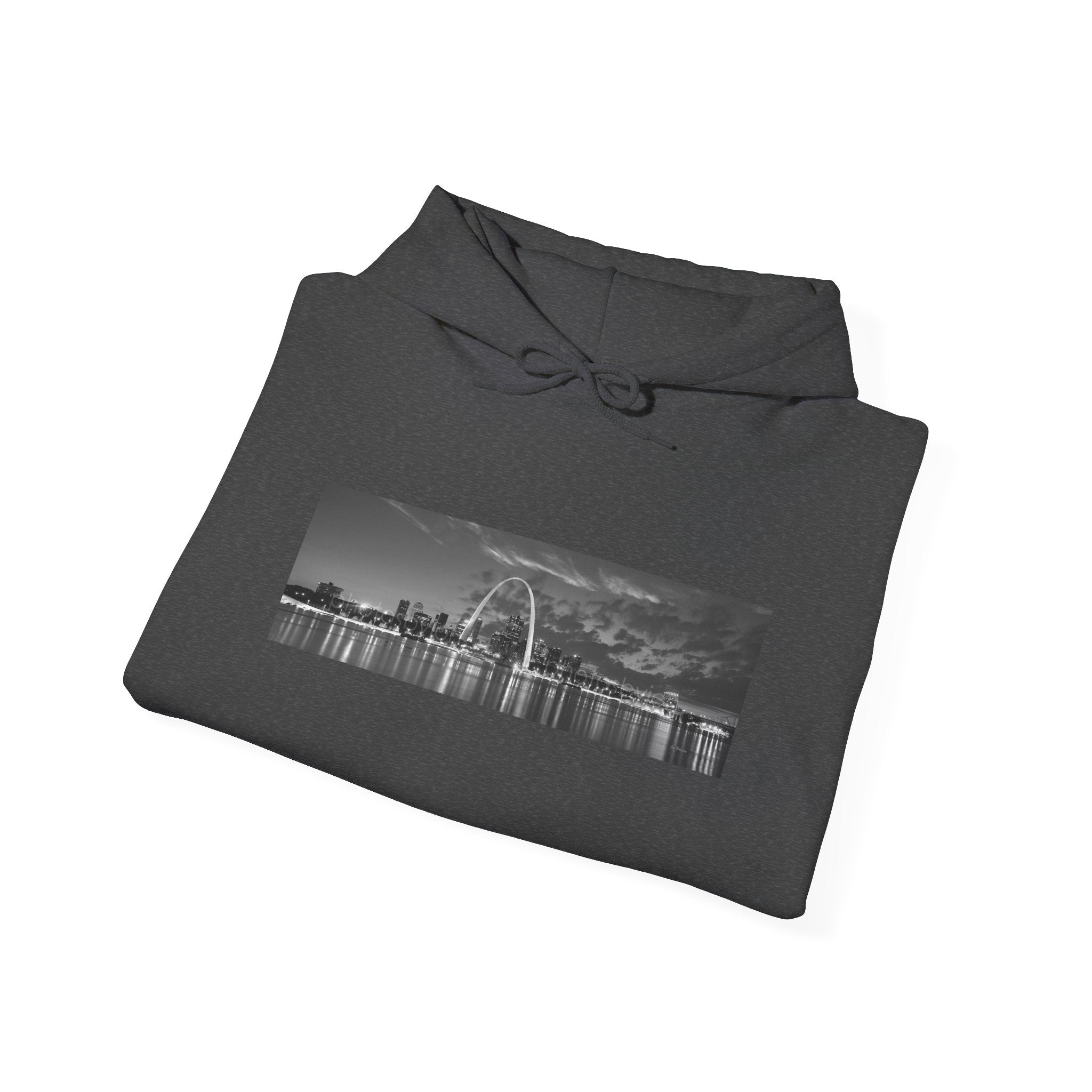 City Skyline Hoodie — Black & White Waterfront Panorama Pullover - 314 Originals