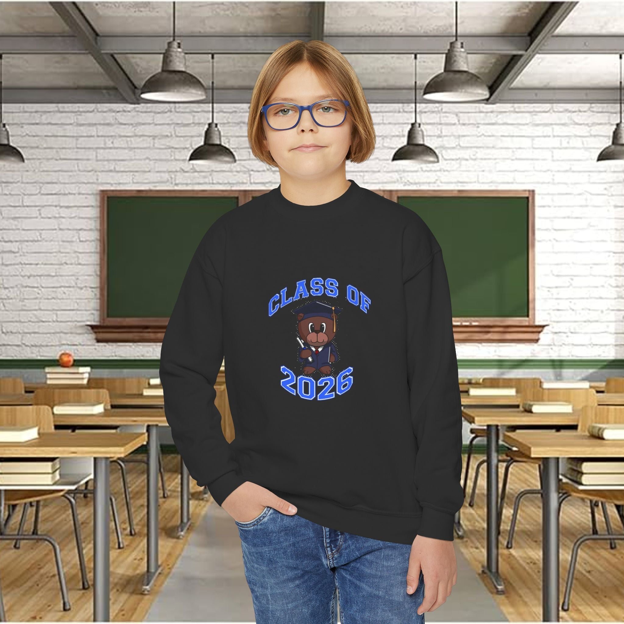 Class of 2026 Youth Crewneck Sweatshirt – Graduation Bear Design - 314 Originals
